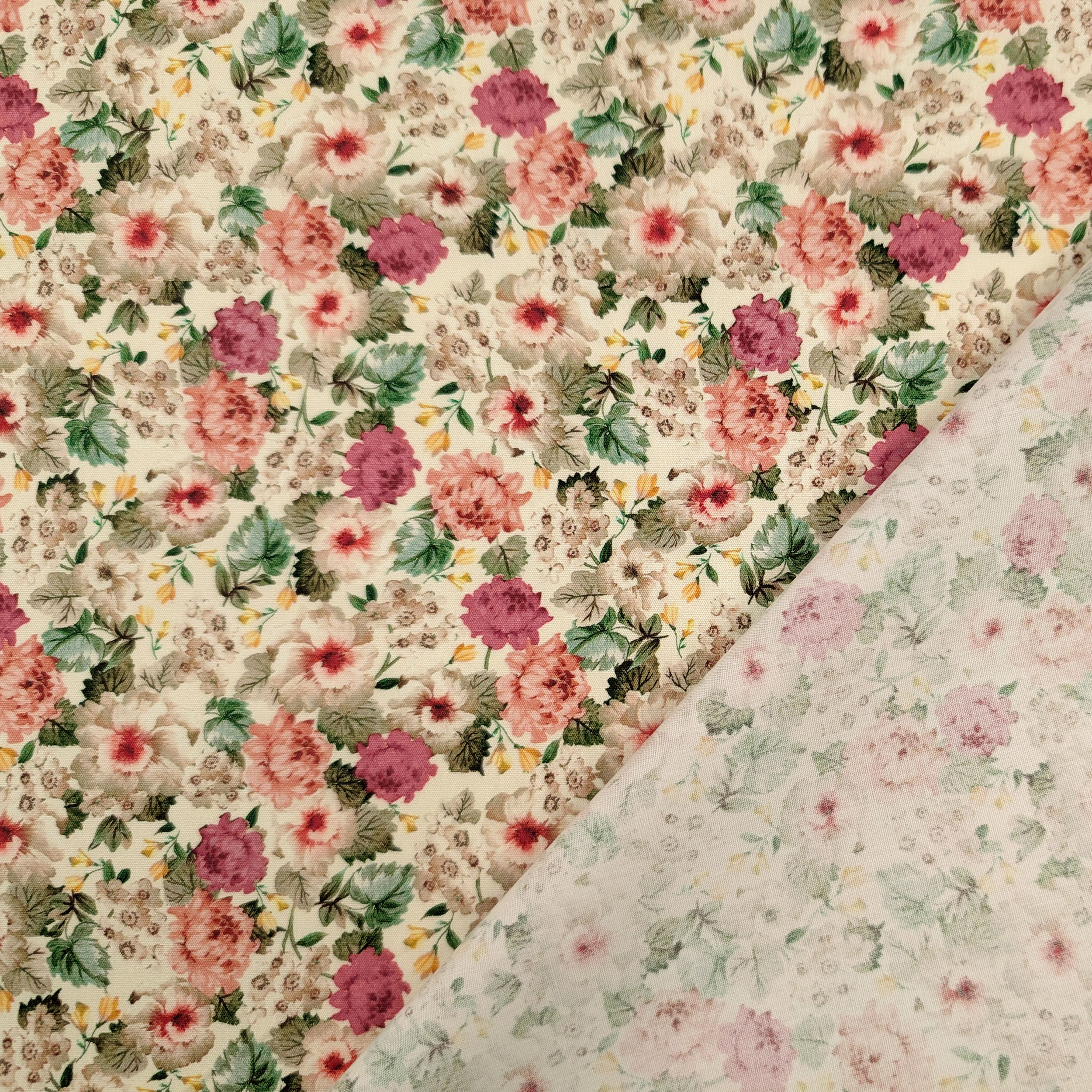 Poplin Cotton Romantic Bouquet Cream Image