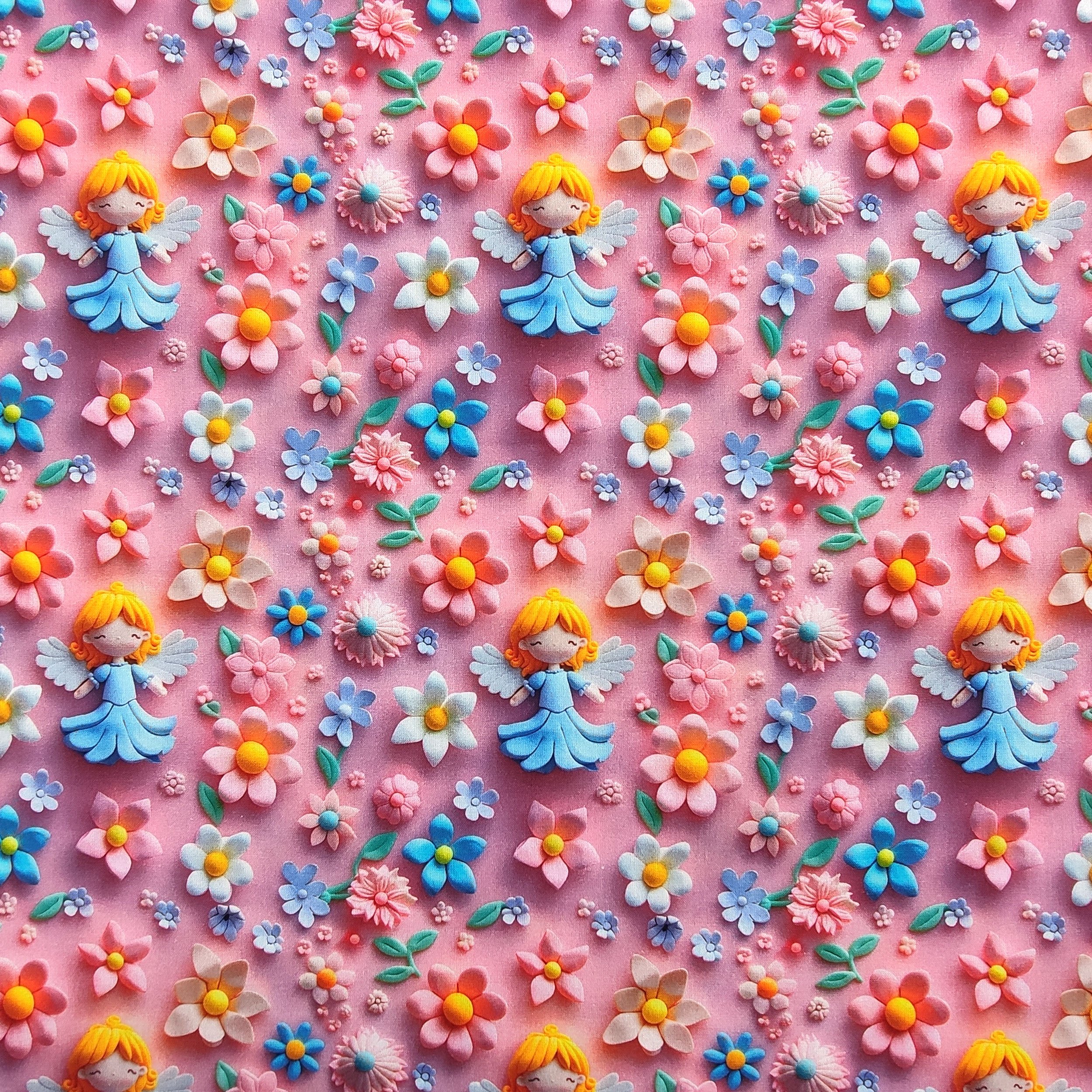 Digital Cotton Flowers and Angels