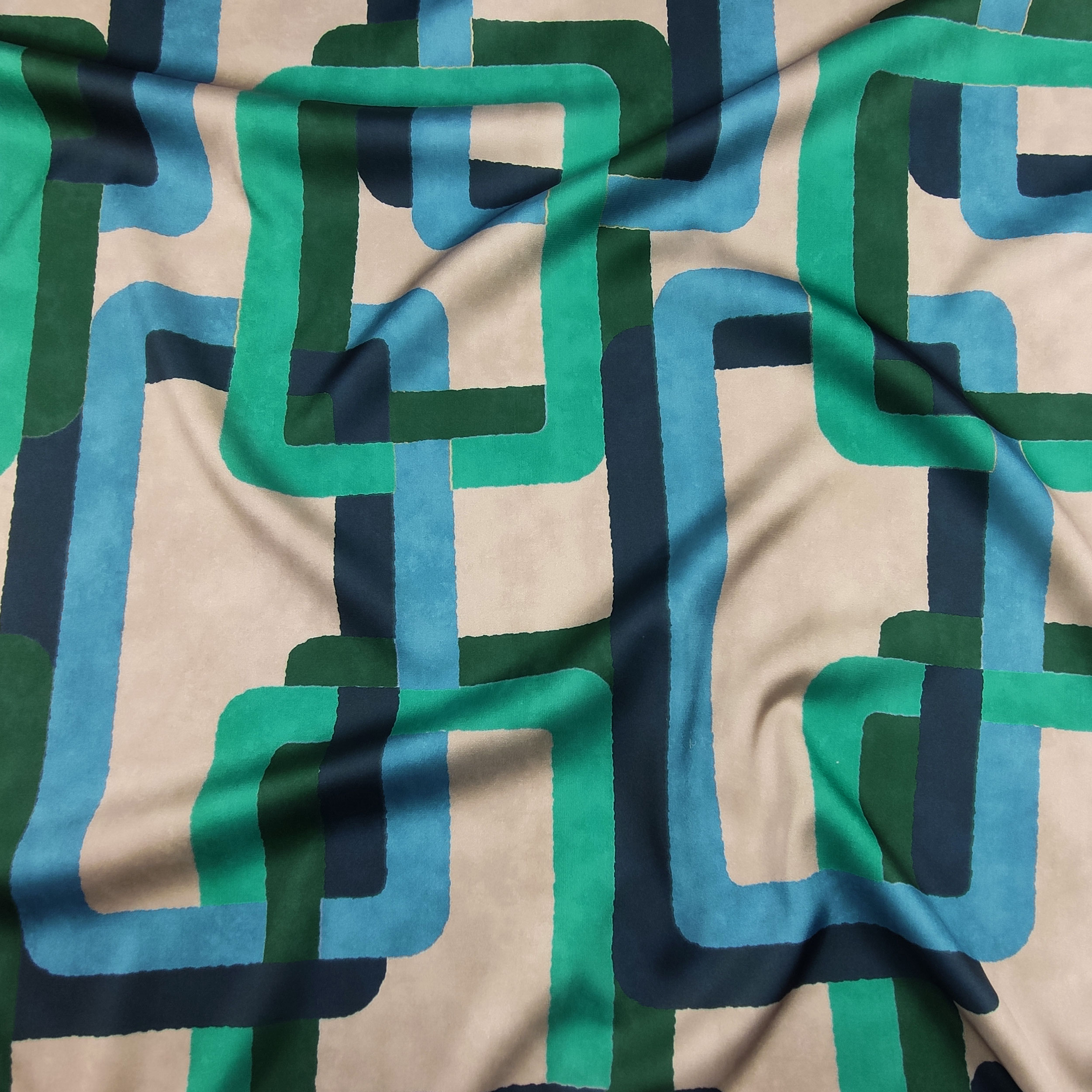 Alta Moda Geometría Afeitado Tonos Verdes y Azules