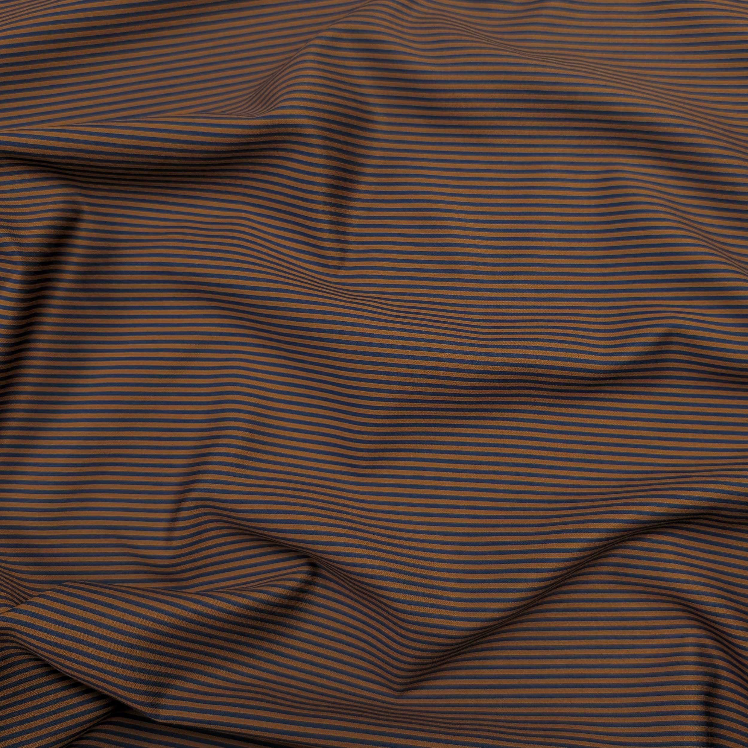 Blue and Biscuit-Coloured Horizontal Stripes, Cotton Blend Image