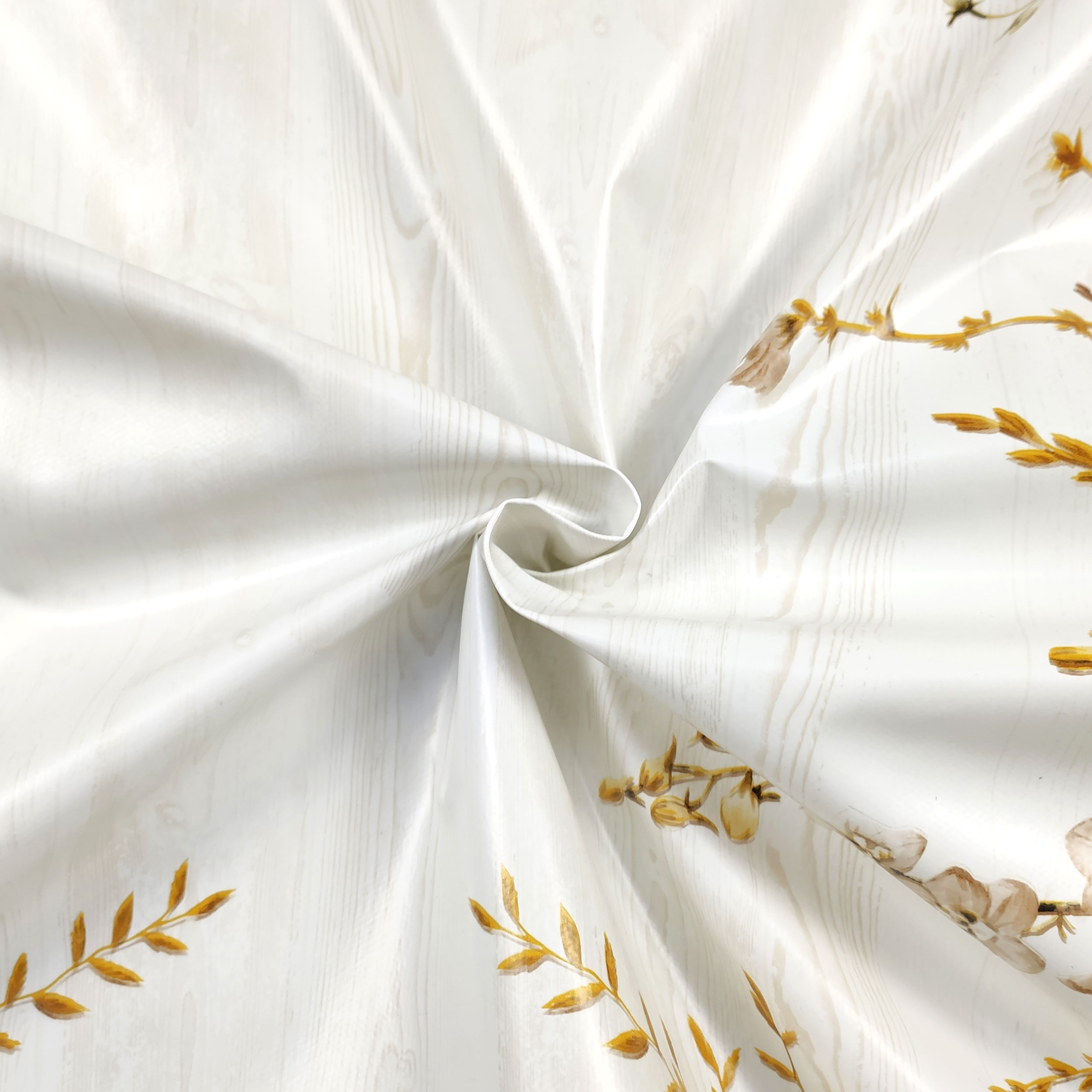 Fabric for Plastic-coated Tablecloth Orange Flowers