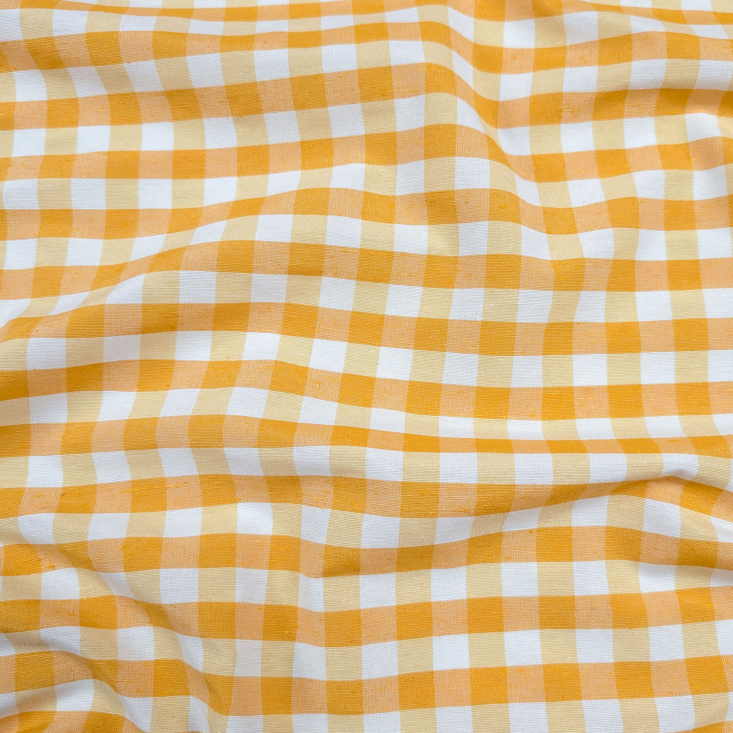 Yellow Check Pattern Yarn Dyed Fabric Image