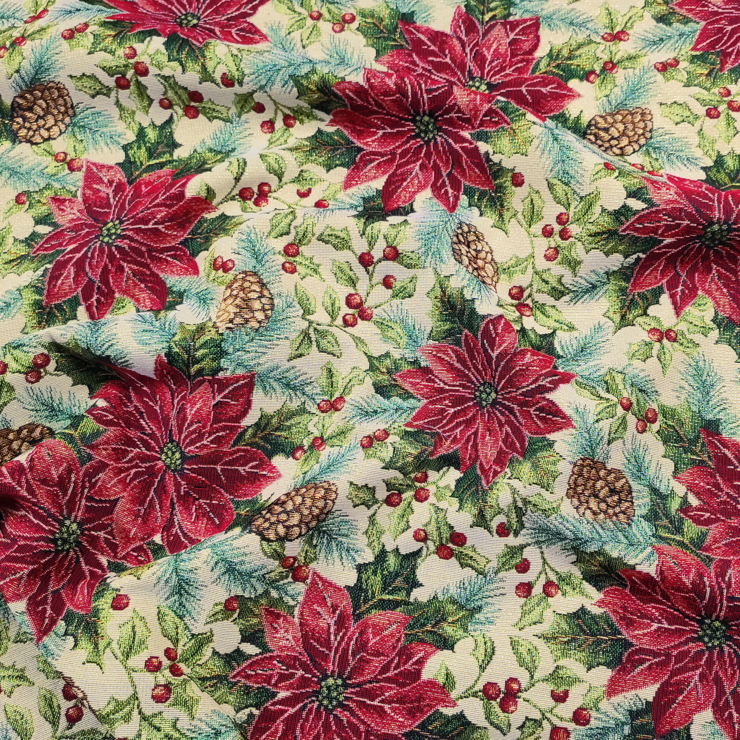 Tissu Gobelin Étoiles de Noël Lurex