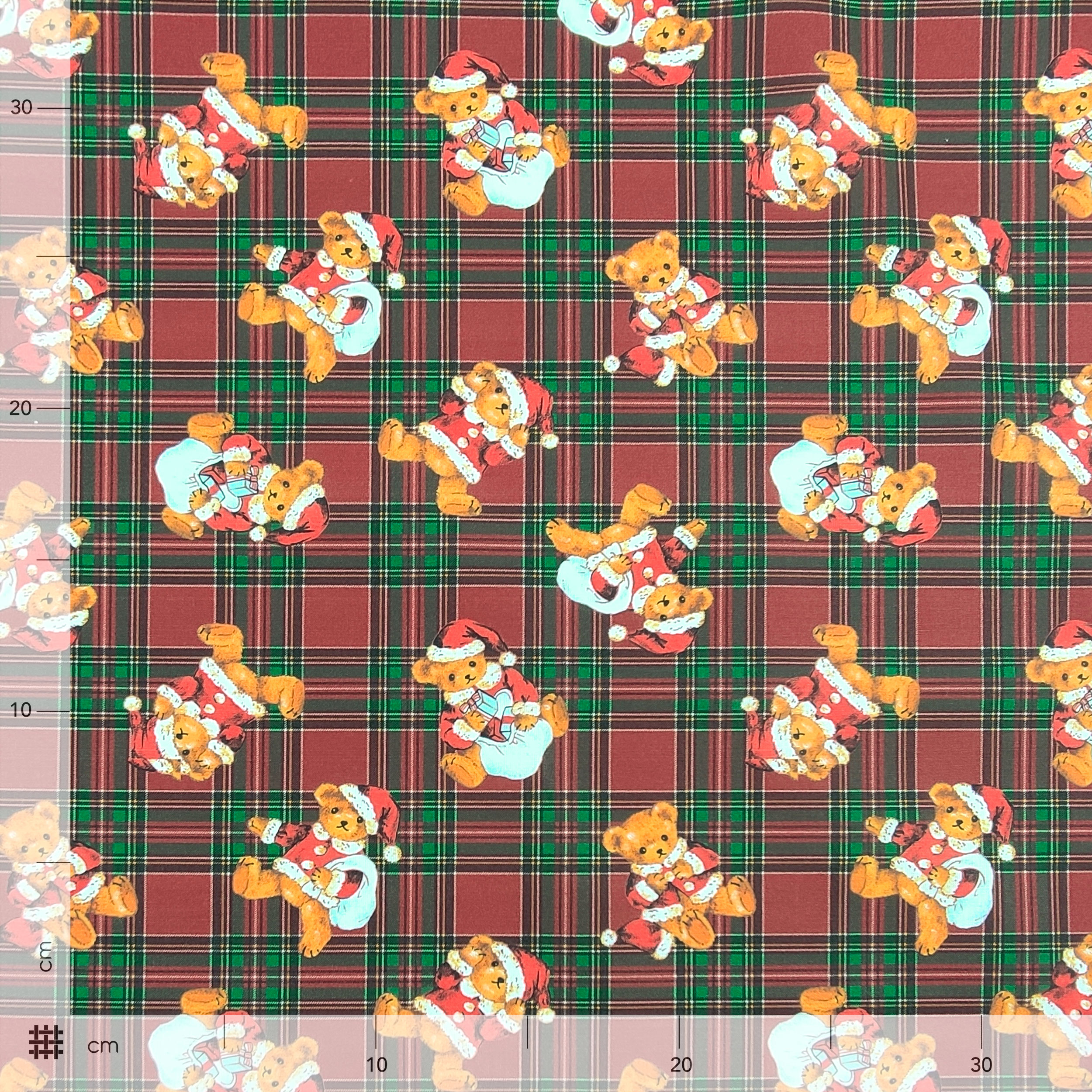 Christmas Cotton Satin Teddy Tartan Background (fond écossais)
