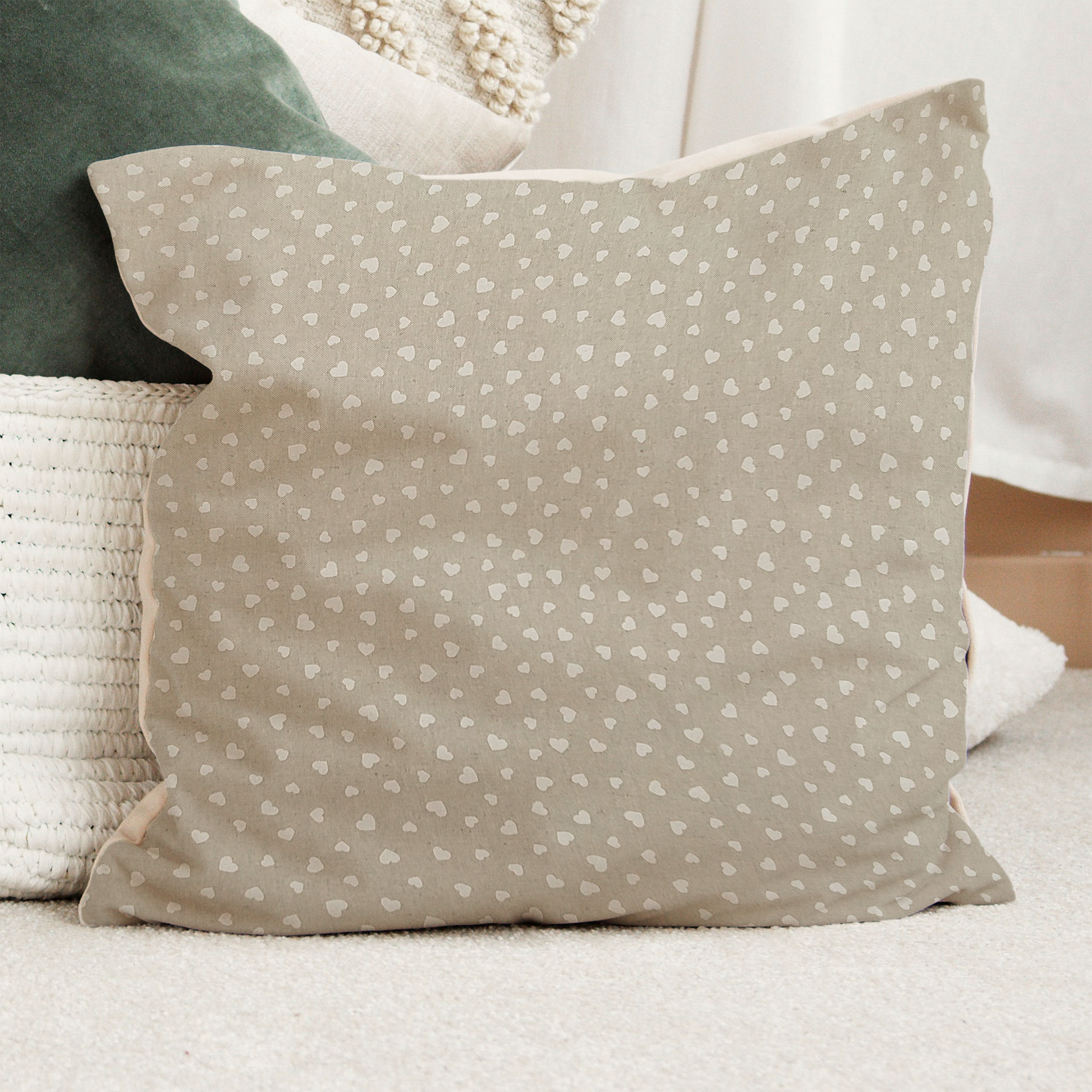 Panama Fabric White Hearts Image