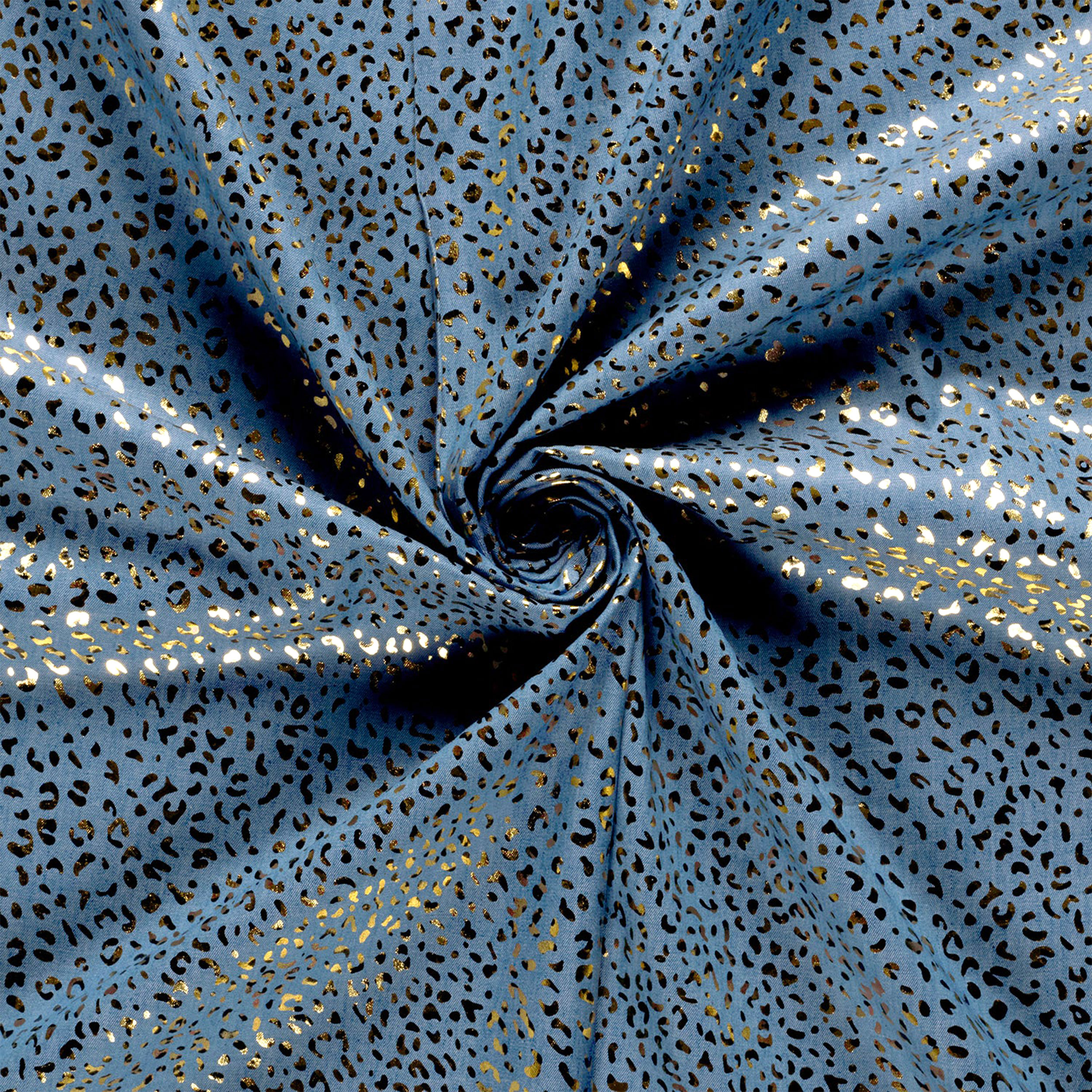 Gold Leopard Print Cotton Jeans Image