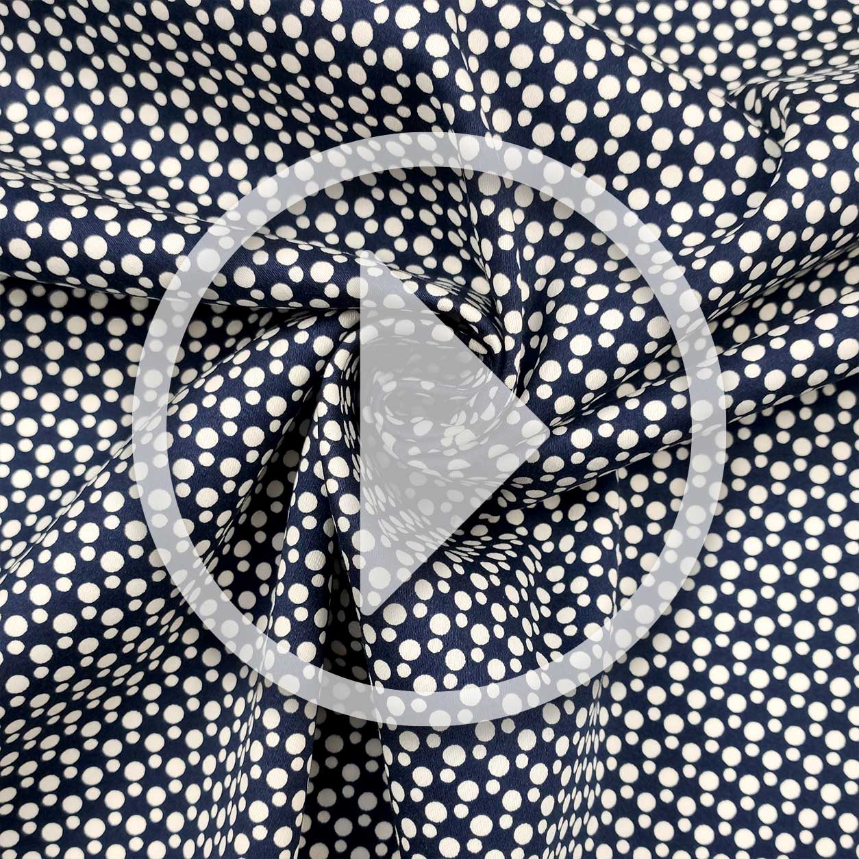 Tissu de coton à motifs Irregular White Polka Dots Blue Background Image