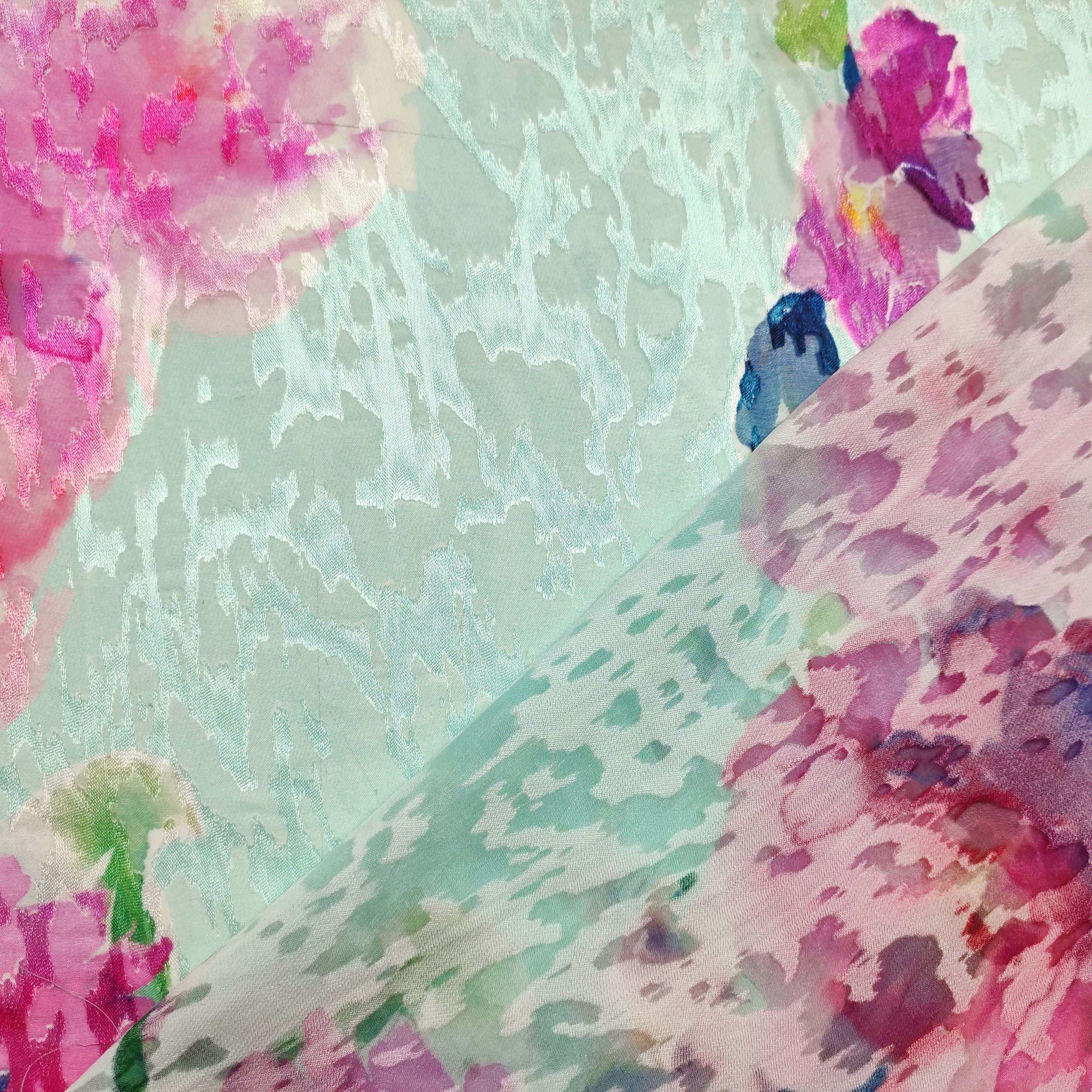 Devorè Flores de Seda Mixta Fuxia y Aguamarina
