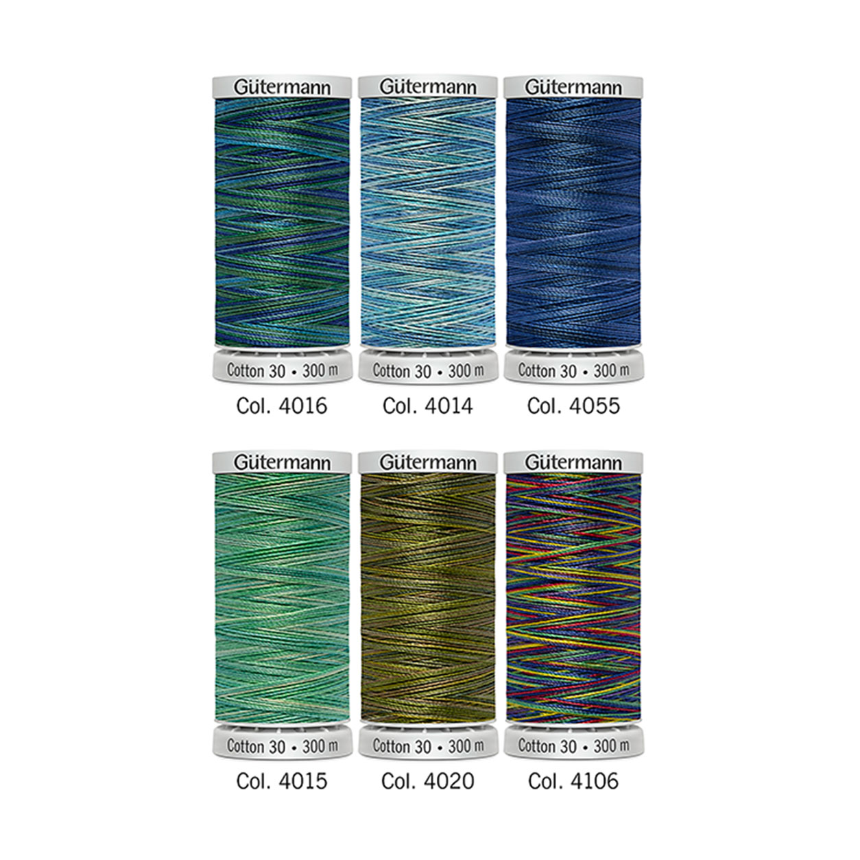 Hilo de algodón Gutermann 300 m 6 bobinas Cold Tones