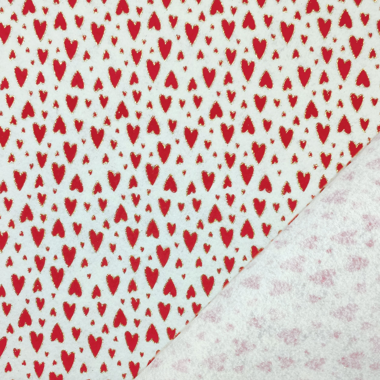 Pannolenci Crema con purpurina Corazones rojos