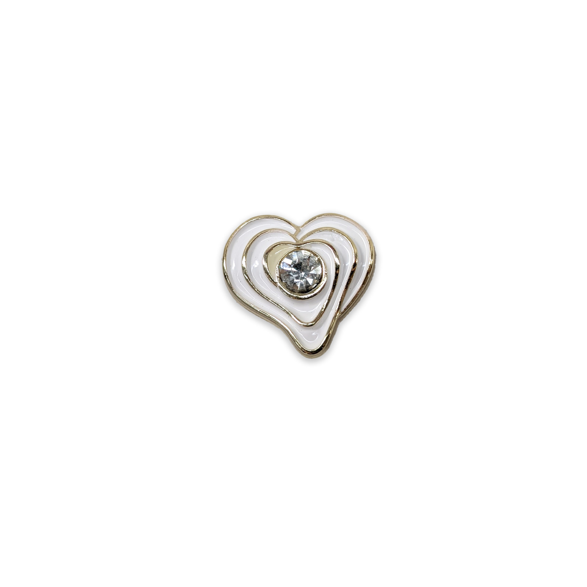 Rhinestone Heart Button White Image