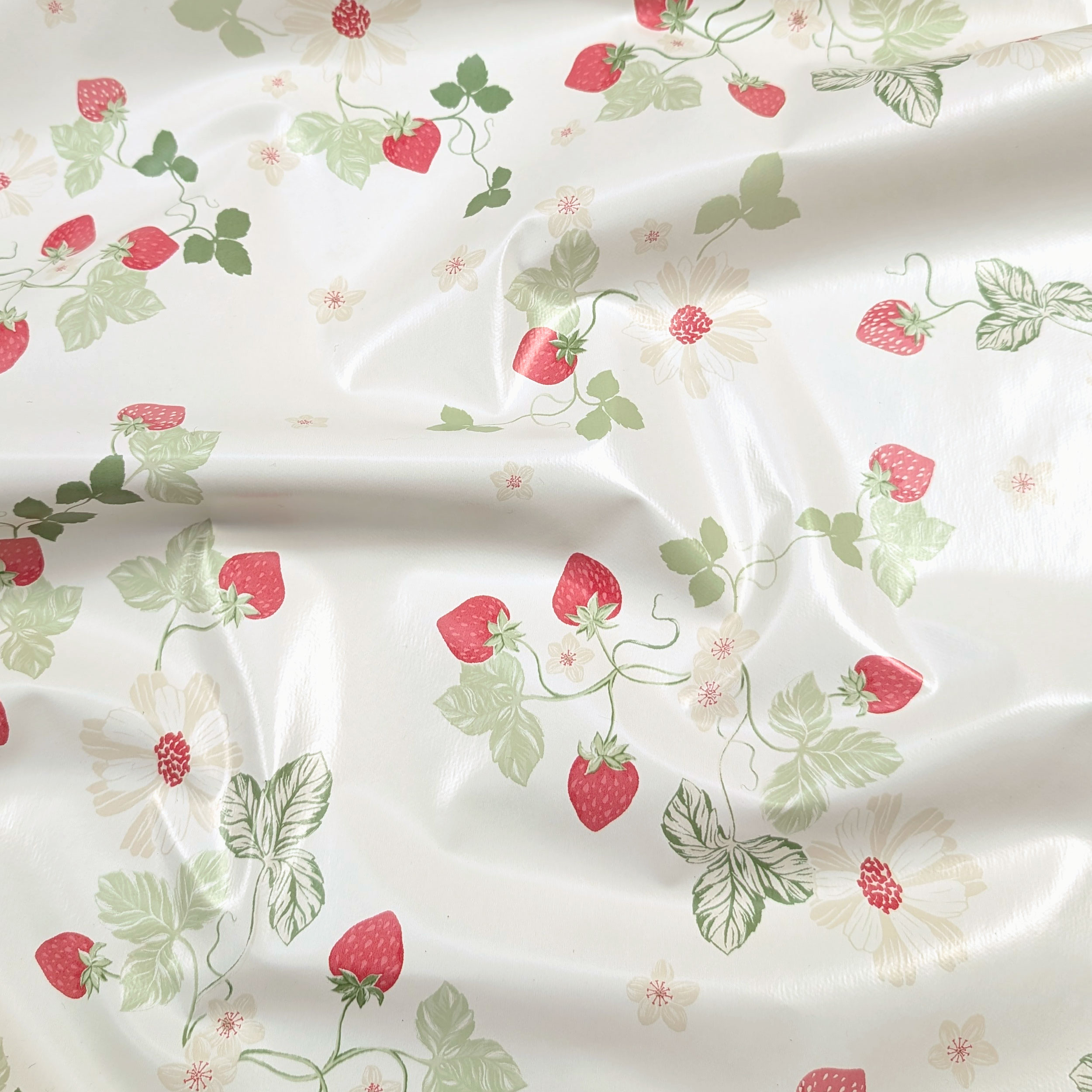 Fabric for Plasticised Tablecloth Strawberries Image