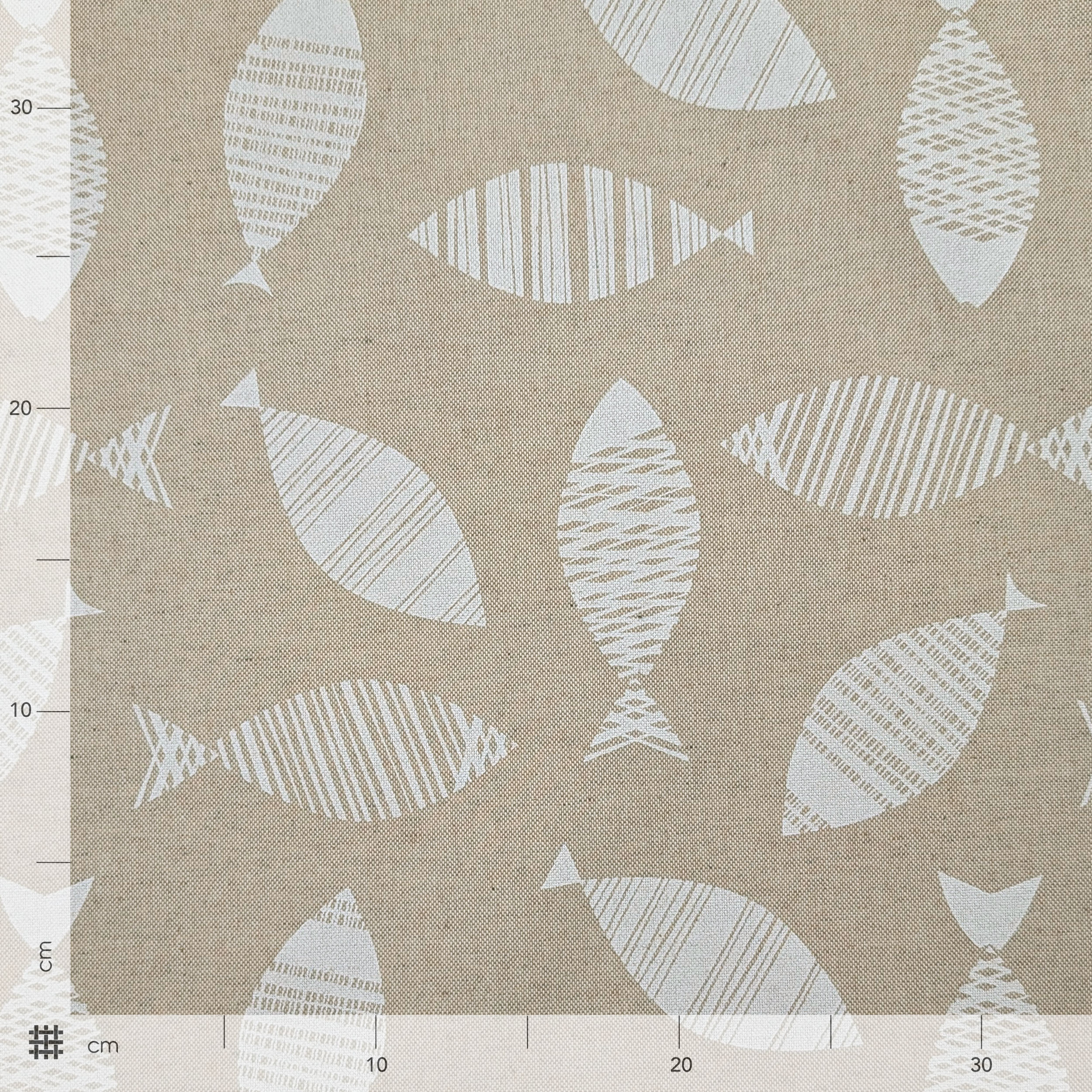 Fabric for Resin Tablecloth Modern White Fish Image