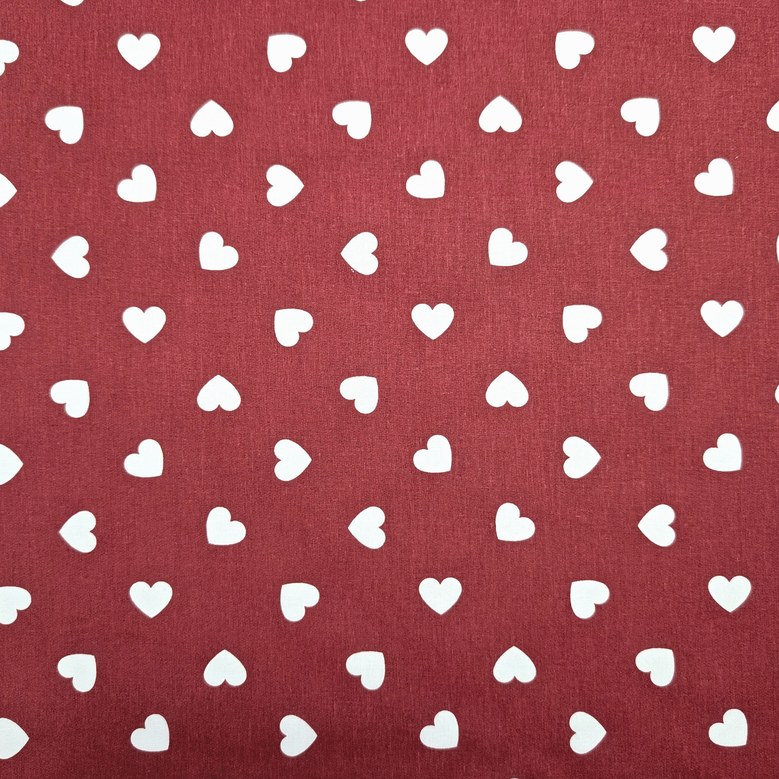 Cotton Sheet White Hearts with Red Background Image