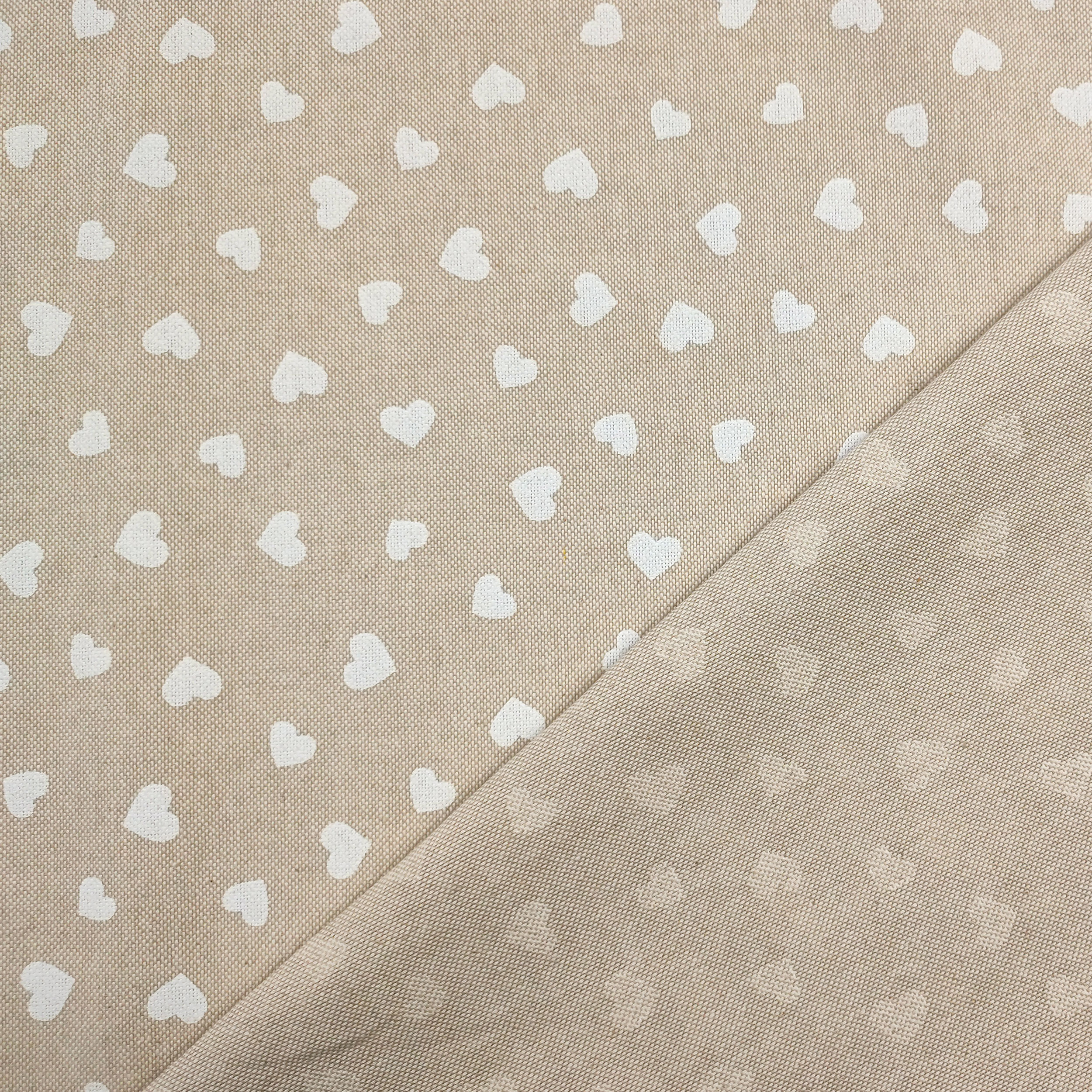 Panama White Hearts Beige Background