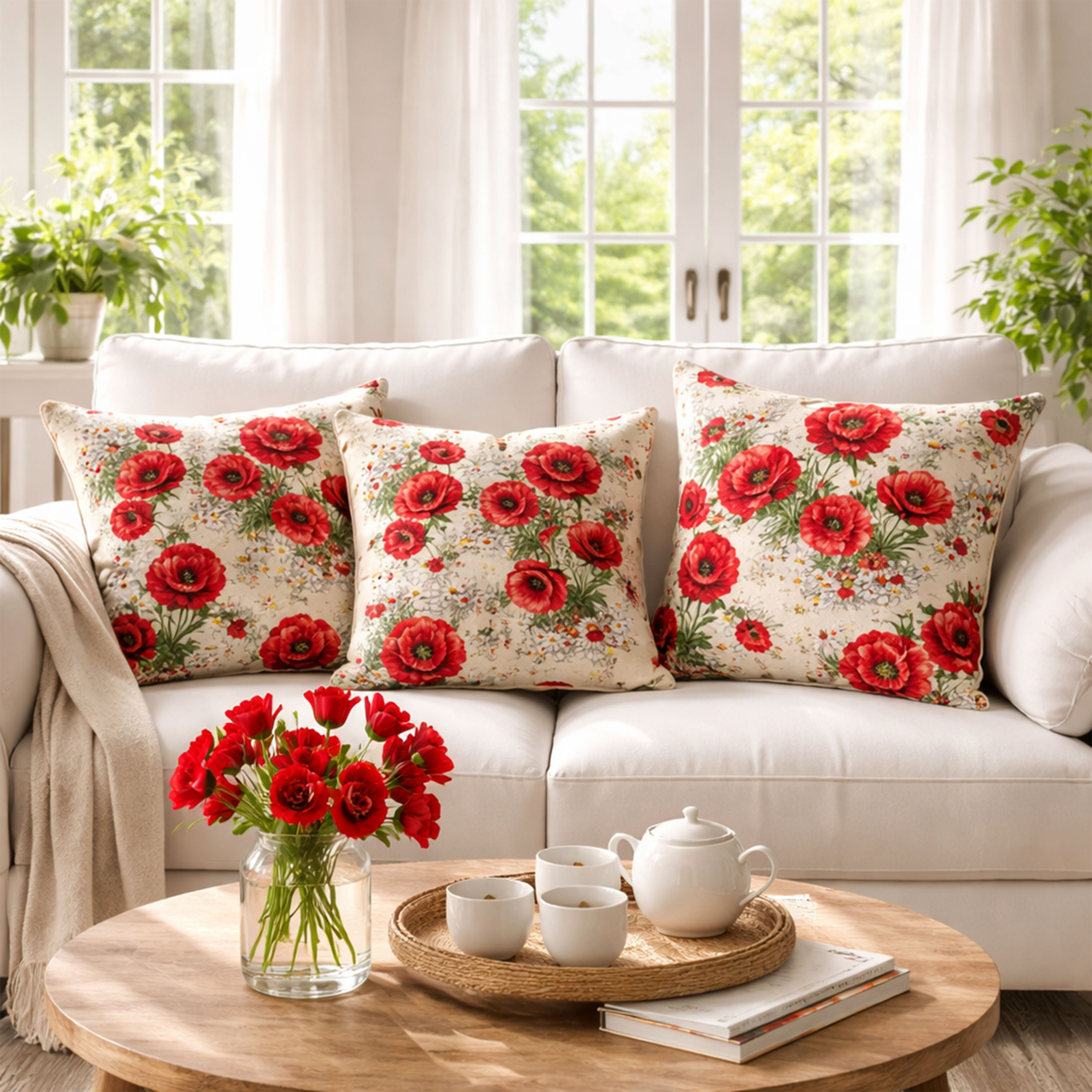 Gobelin Décor Coquelicots et marguerites Image
