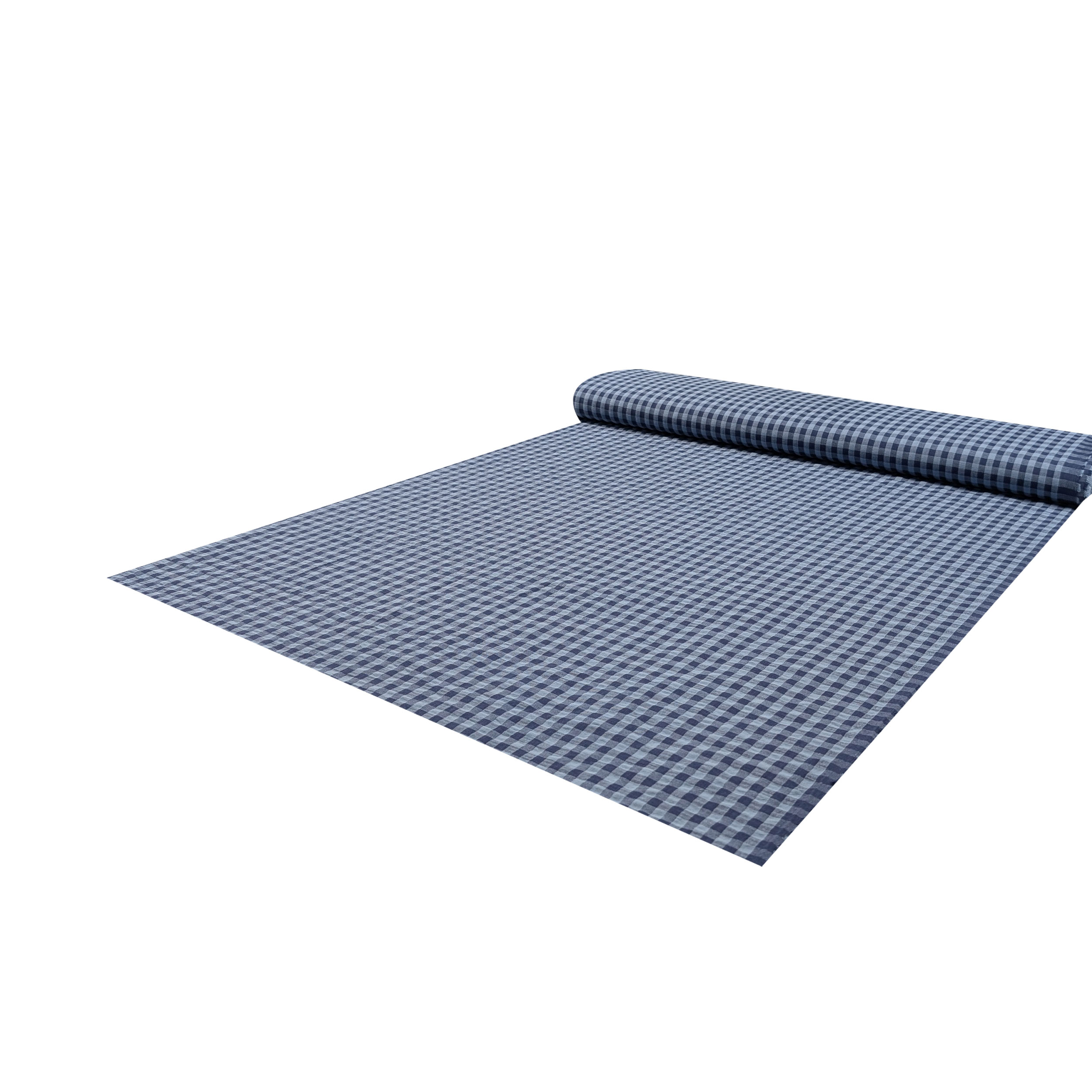 Cotton Poplin Checked Blue Tones Image