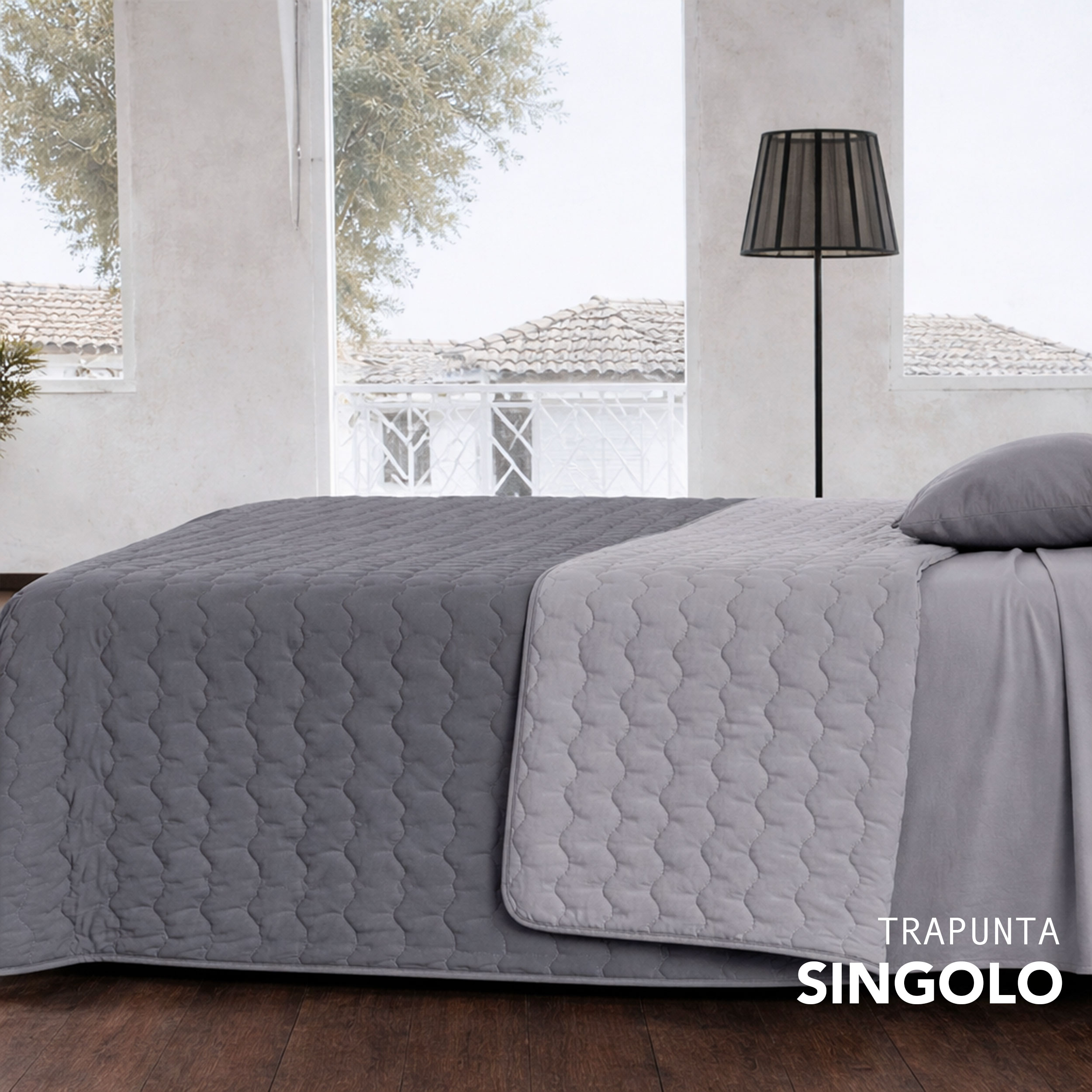 Lightweight Two-Tone Grey Quilted Single Image