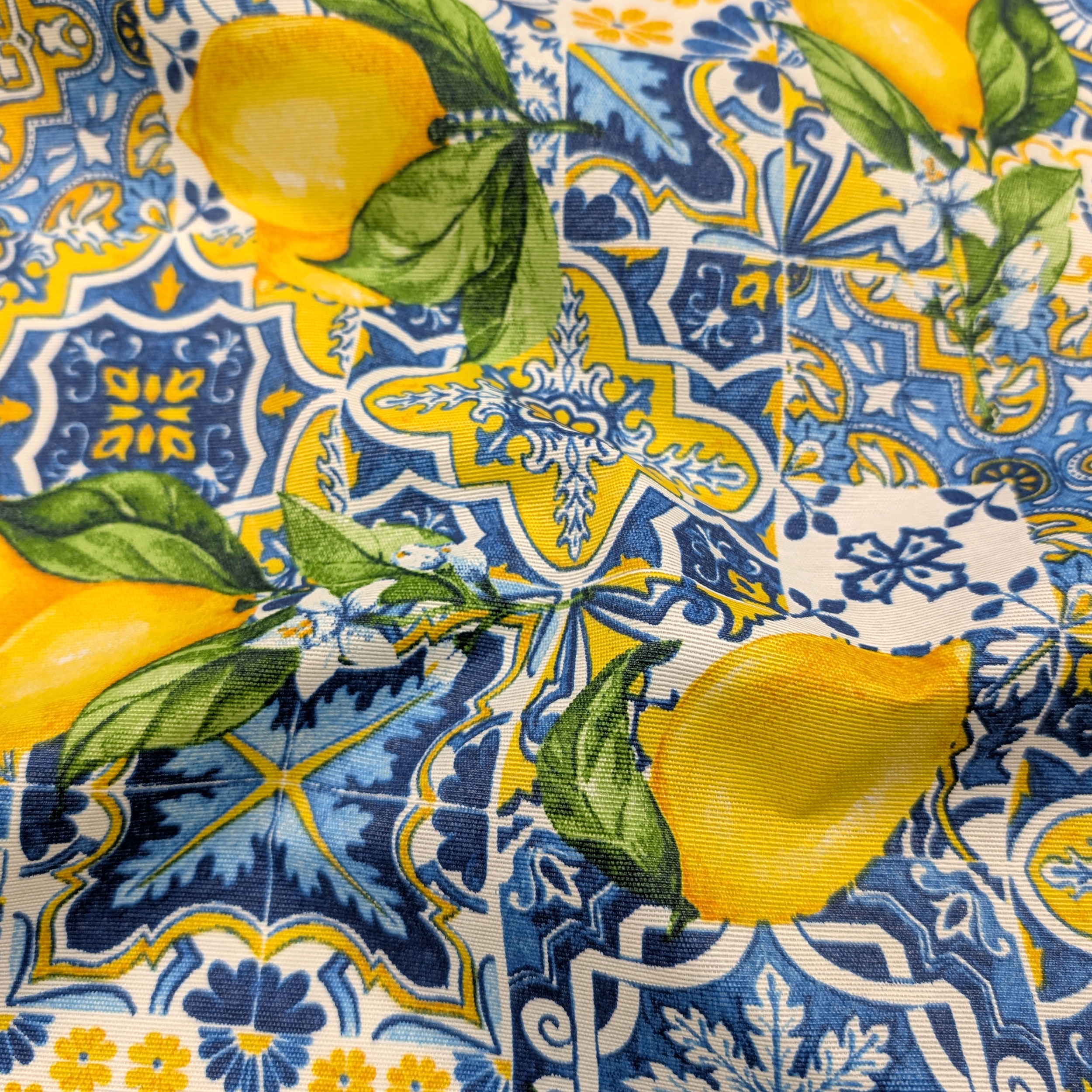 Fabric for Resin Tablecloth Majolica and Lemons Image