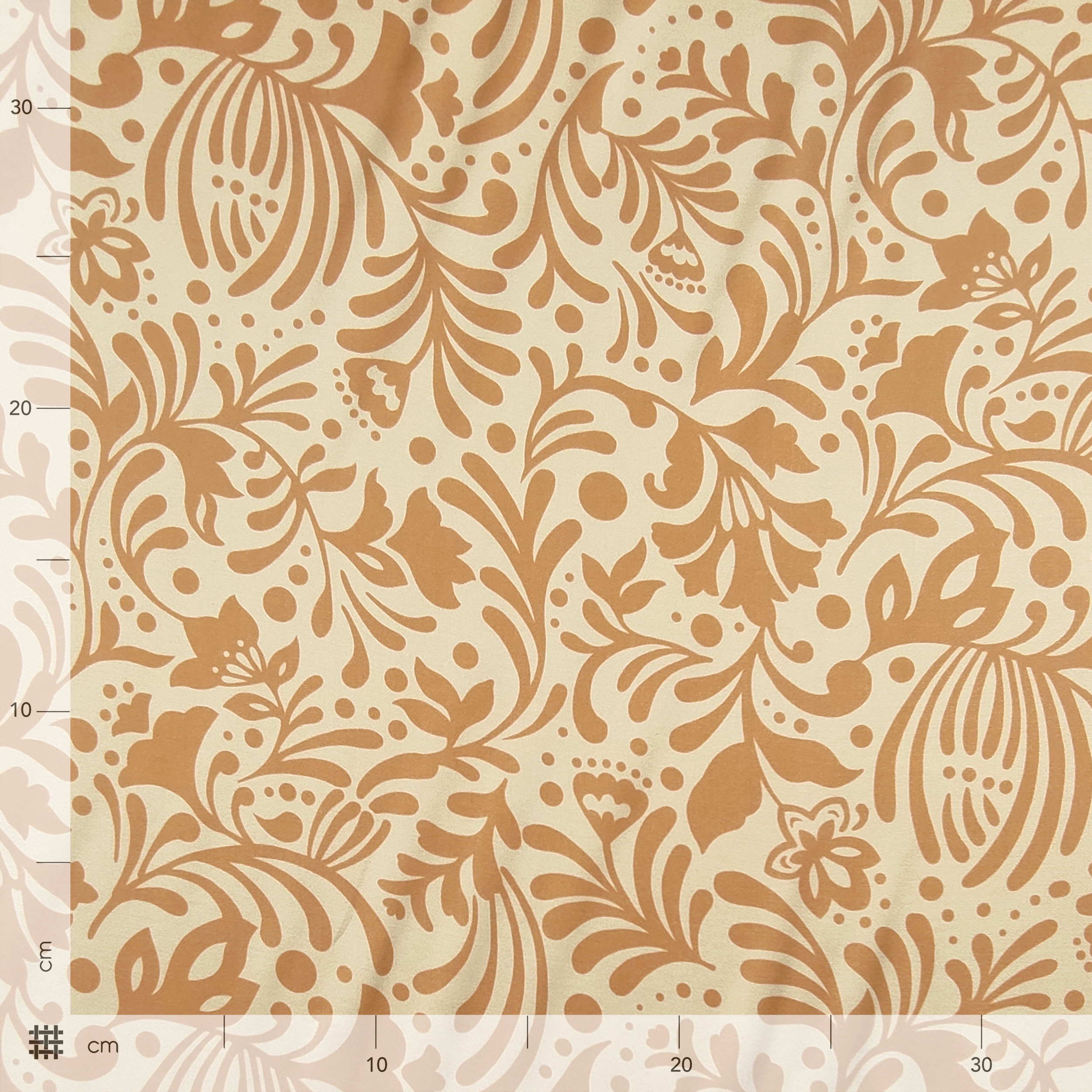 Satin Mixed Silk High Fashion Floral Fantasy Beige