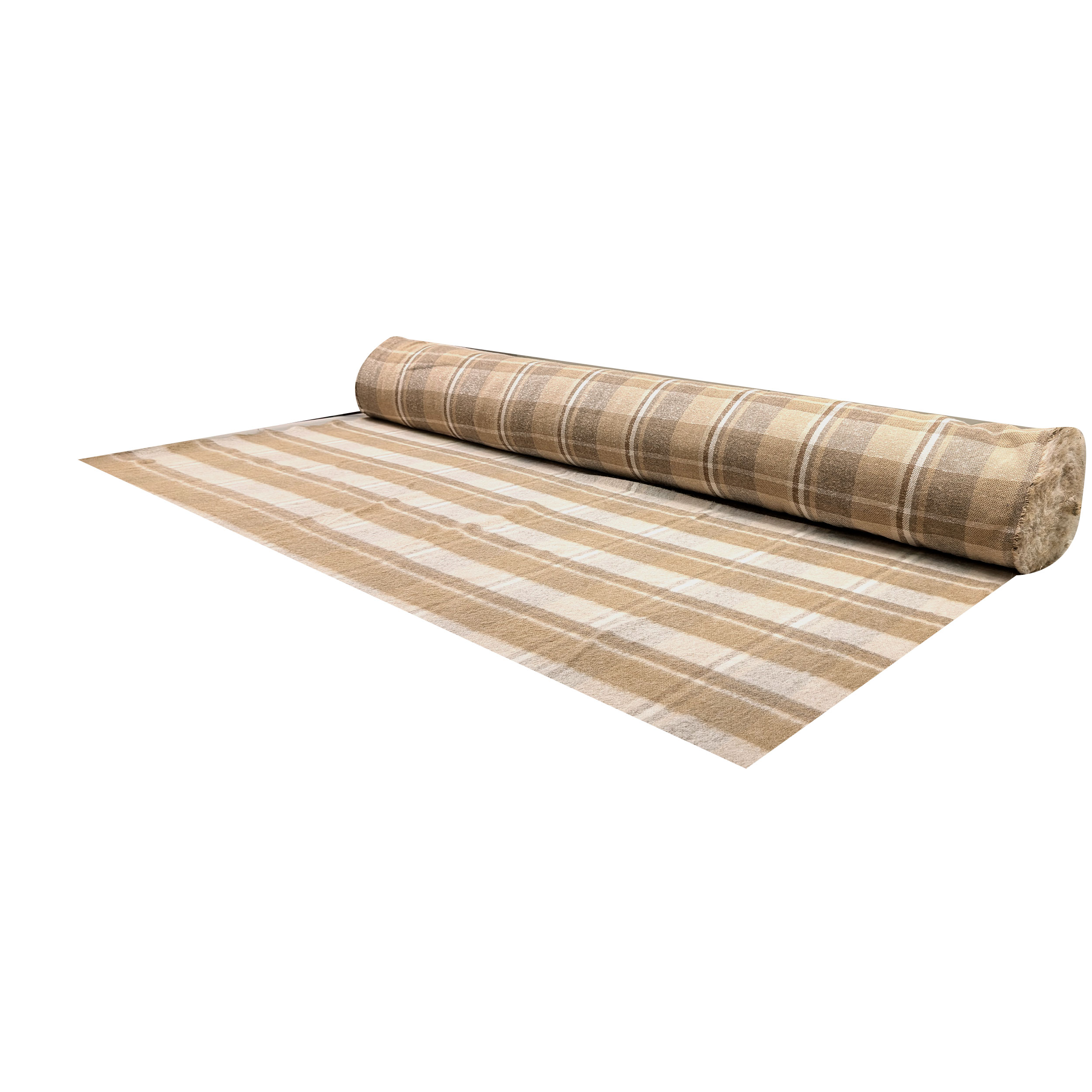 Abrigo de mezcla de lana y tartán beige Image