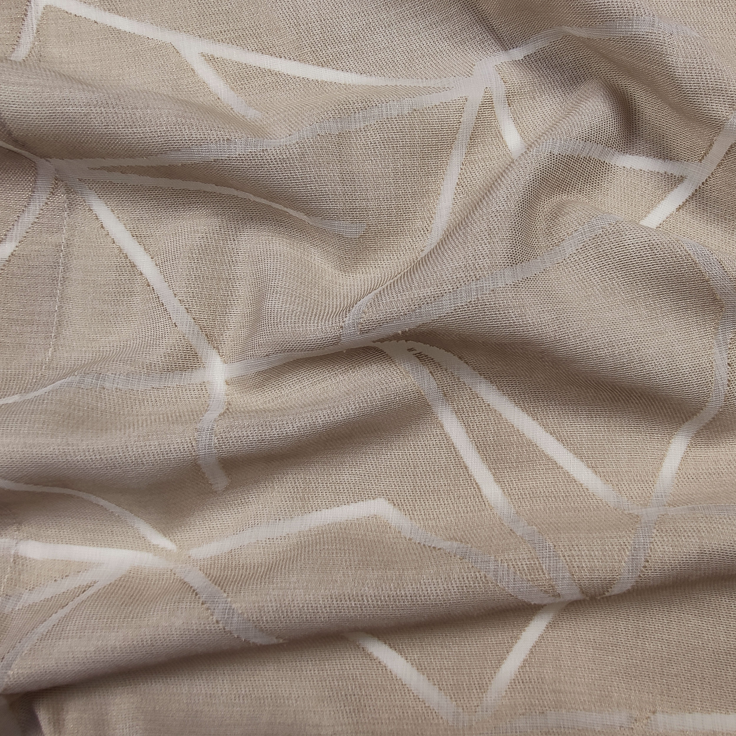 Tissu de rideau Devorè Gris colombe Lignes géométriques