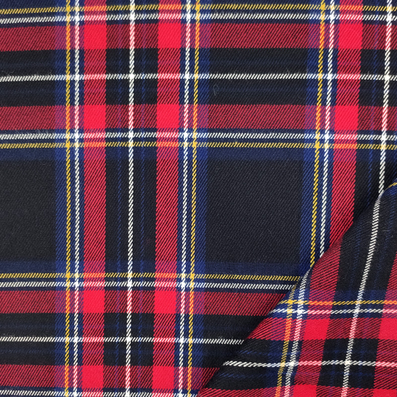 Tessuto Scozzese Blu Quadri Rossi