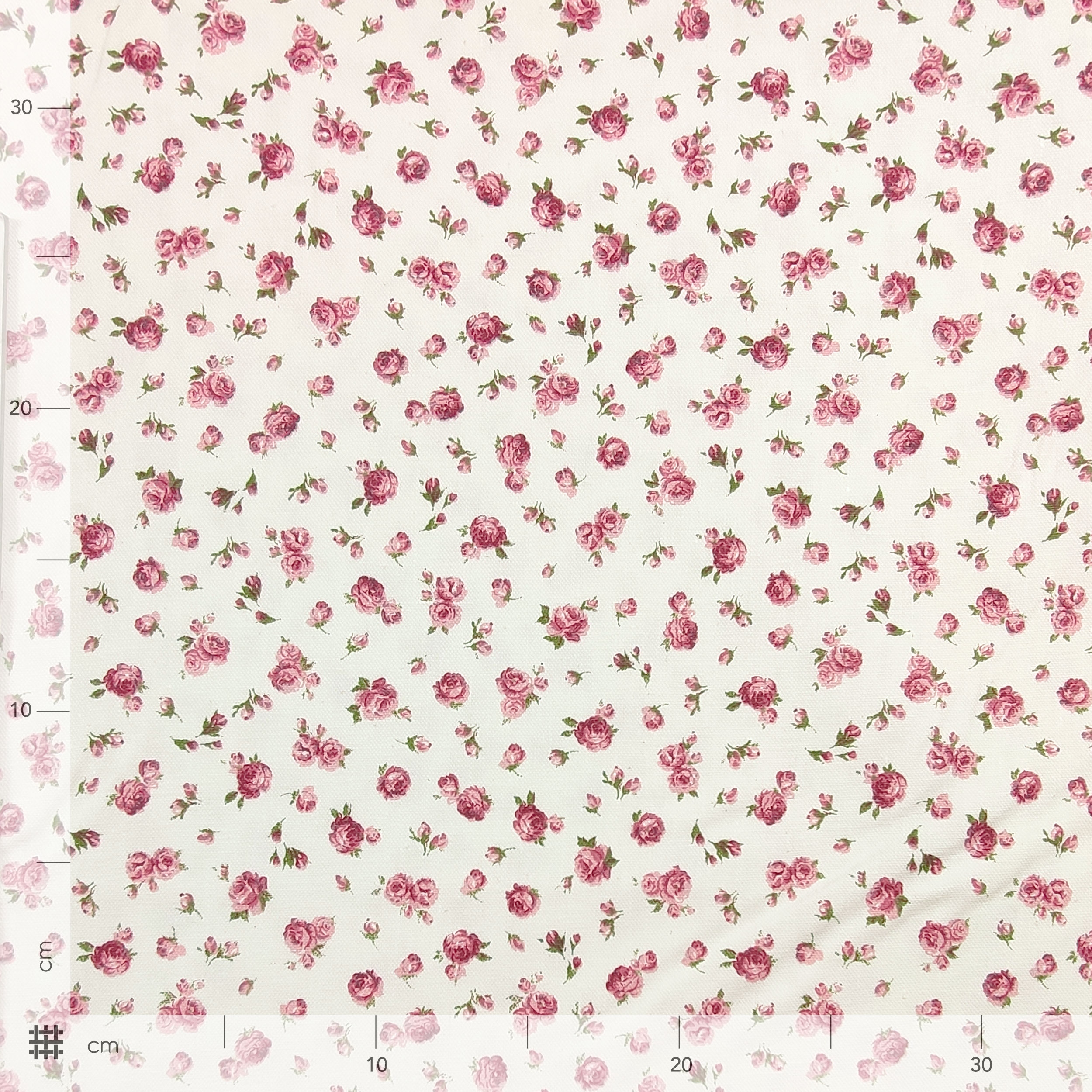 Stoff für Tischtuch Roselline Weißer Hintergrund