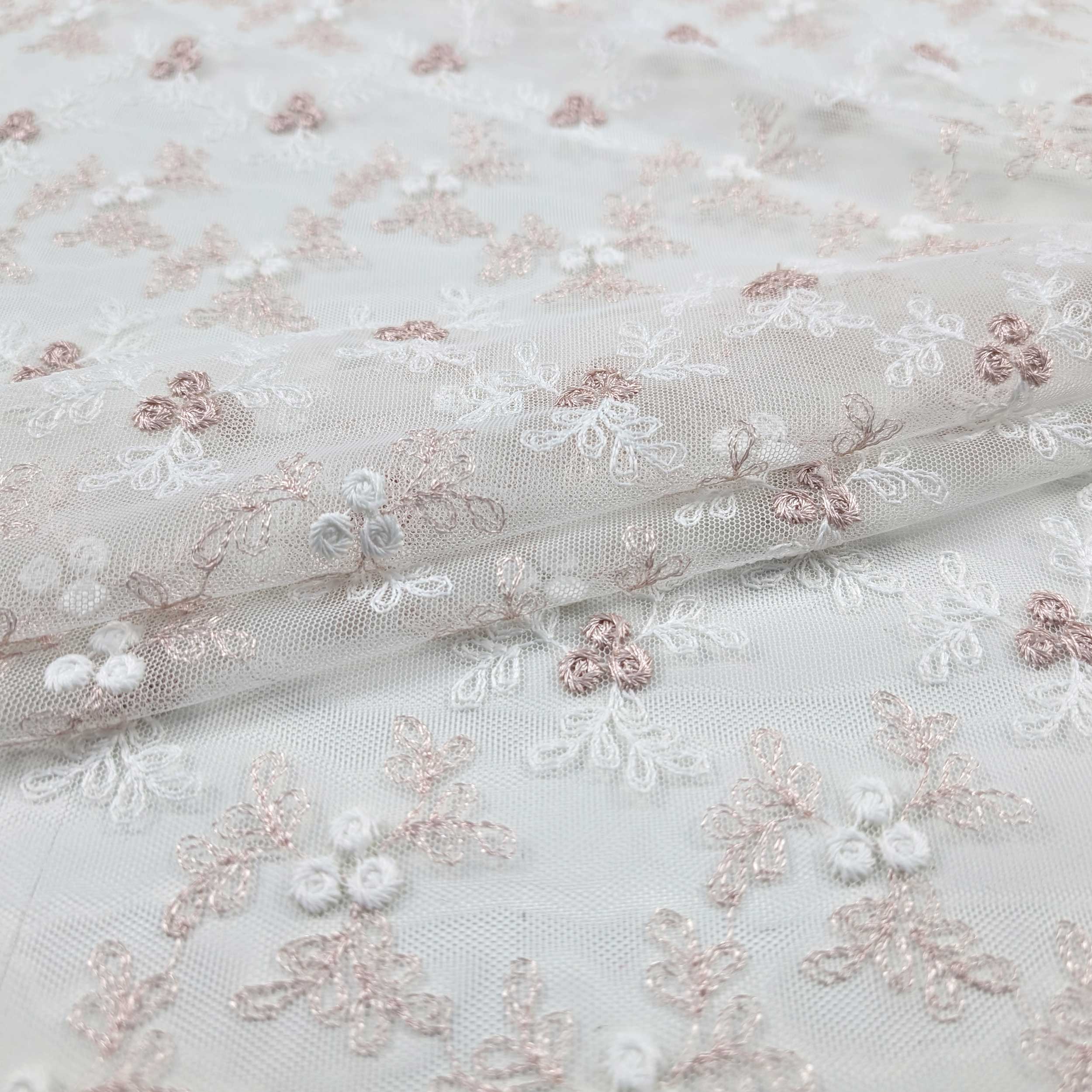 Fabric Curtain Lace Floral Pink Image