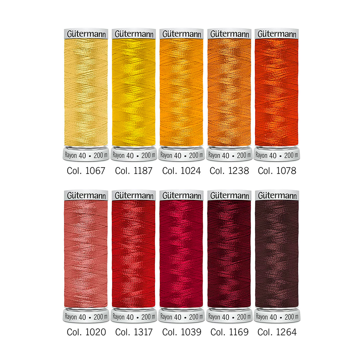 Gutermann Hilo para Bordar a Máquina Rayón 10 Bobinas Tonos Cálidos