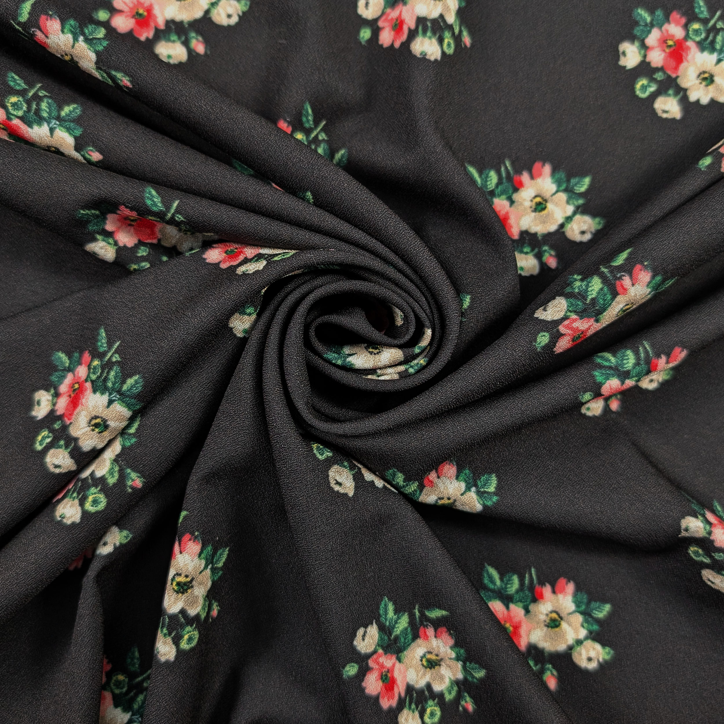 Elasticised Crêpe Fashion Flowers Background Black Image