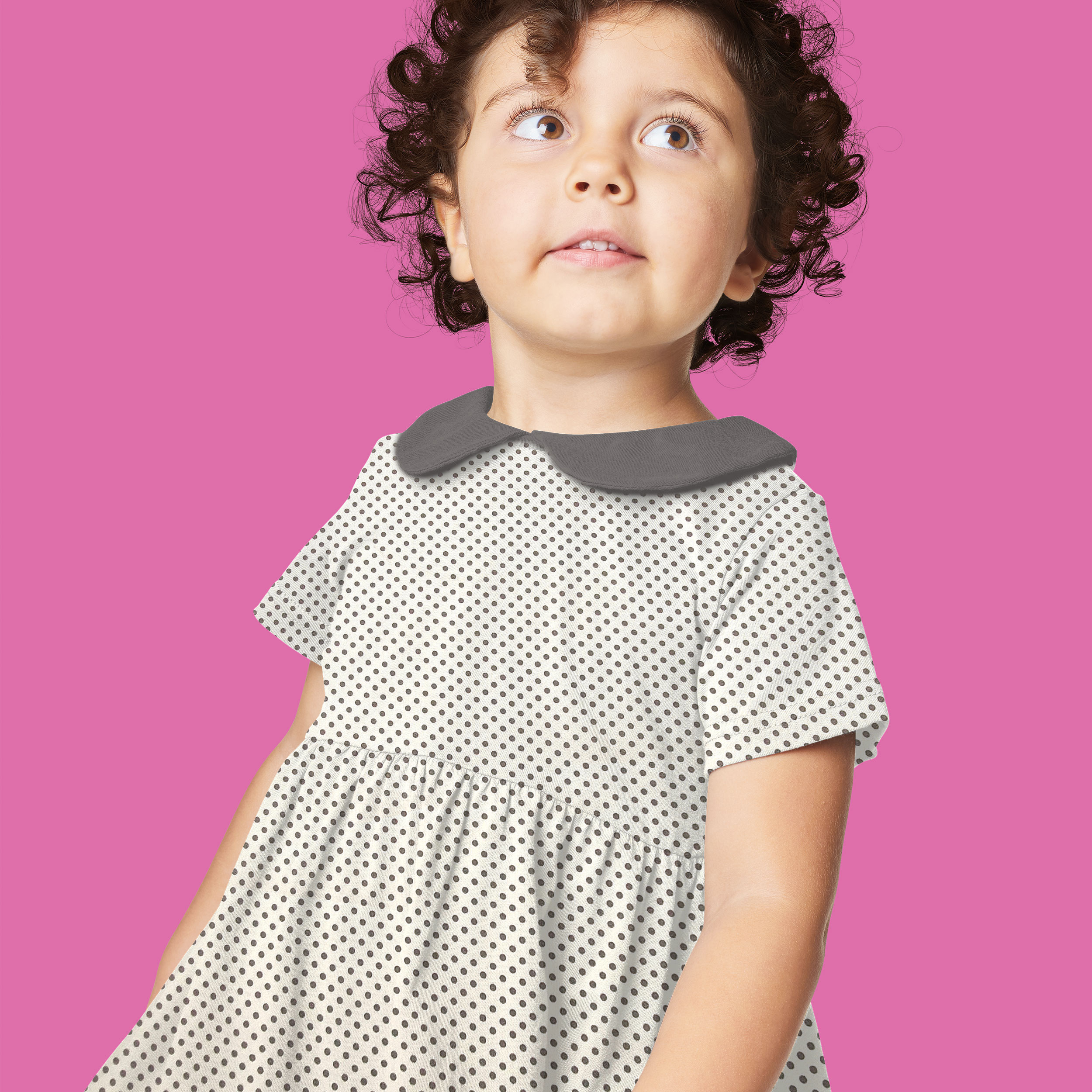 Baumwollstoff Weiß Polka Dot Grau
