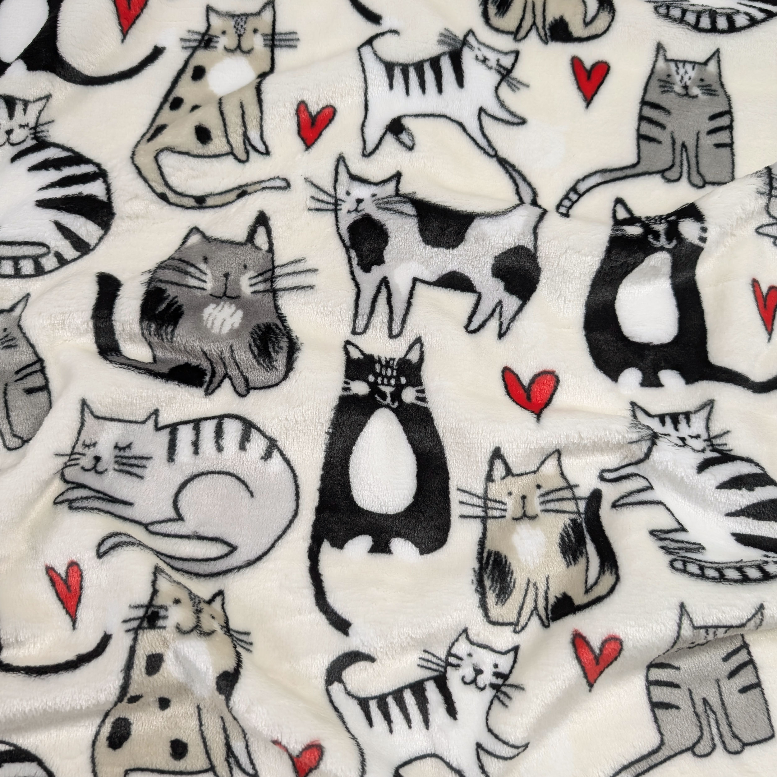 Cashmere fleece Cats and Hearts Image