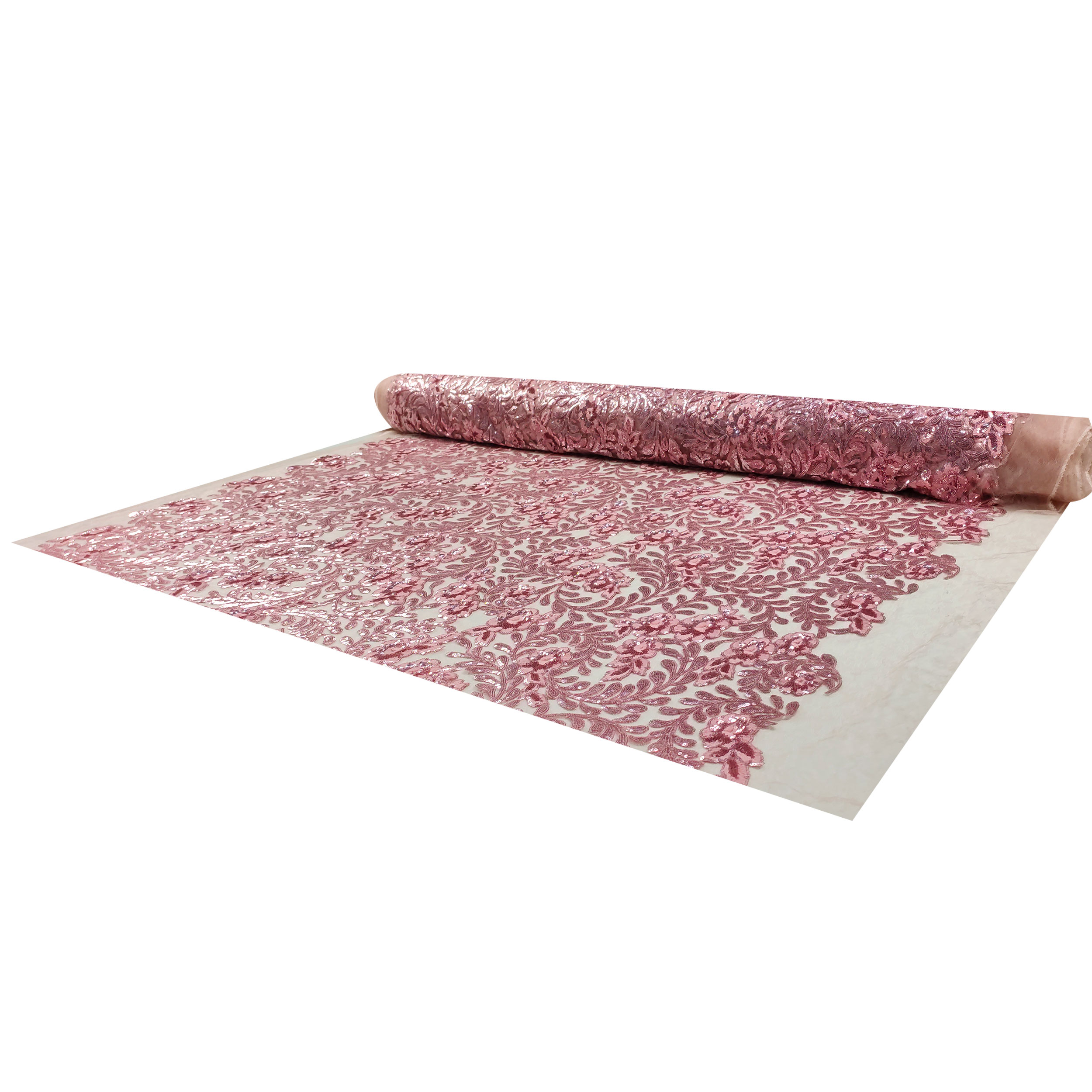 Blumen aus Tüll mit rosa Pailletten bestickt