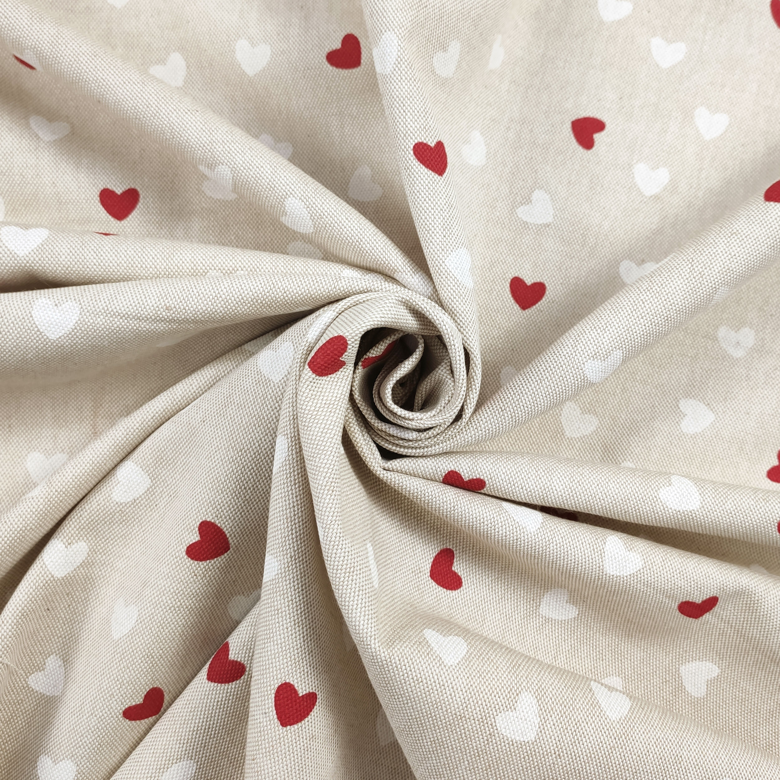 Mixed Cotton Fabric White and Red Hearts H 280 cm Image