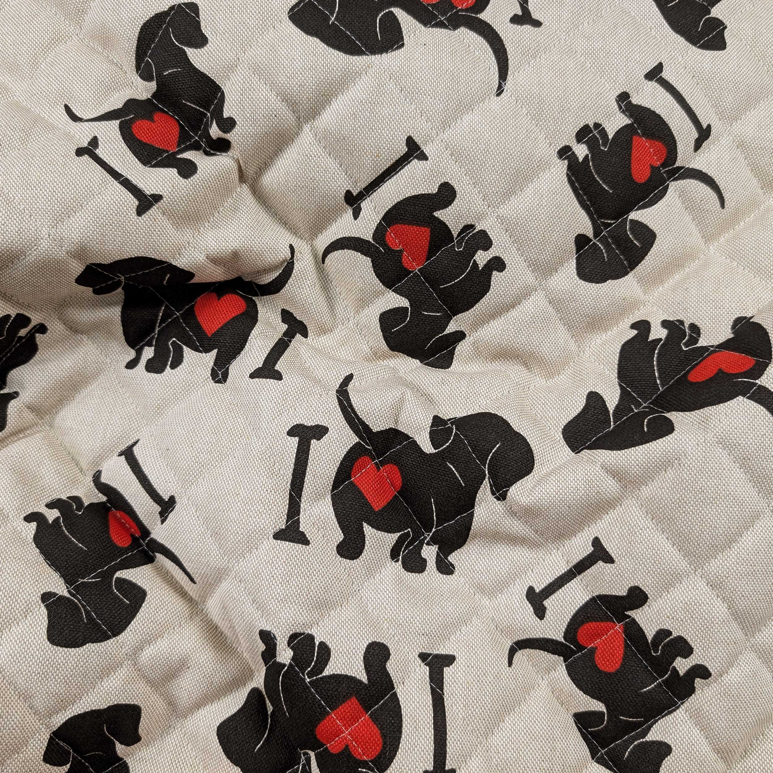 I Love Dachshunds patterned quilted fabric Image