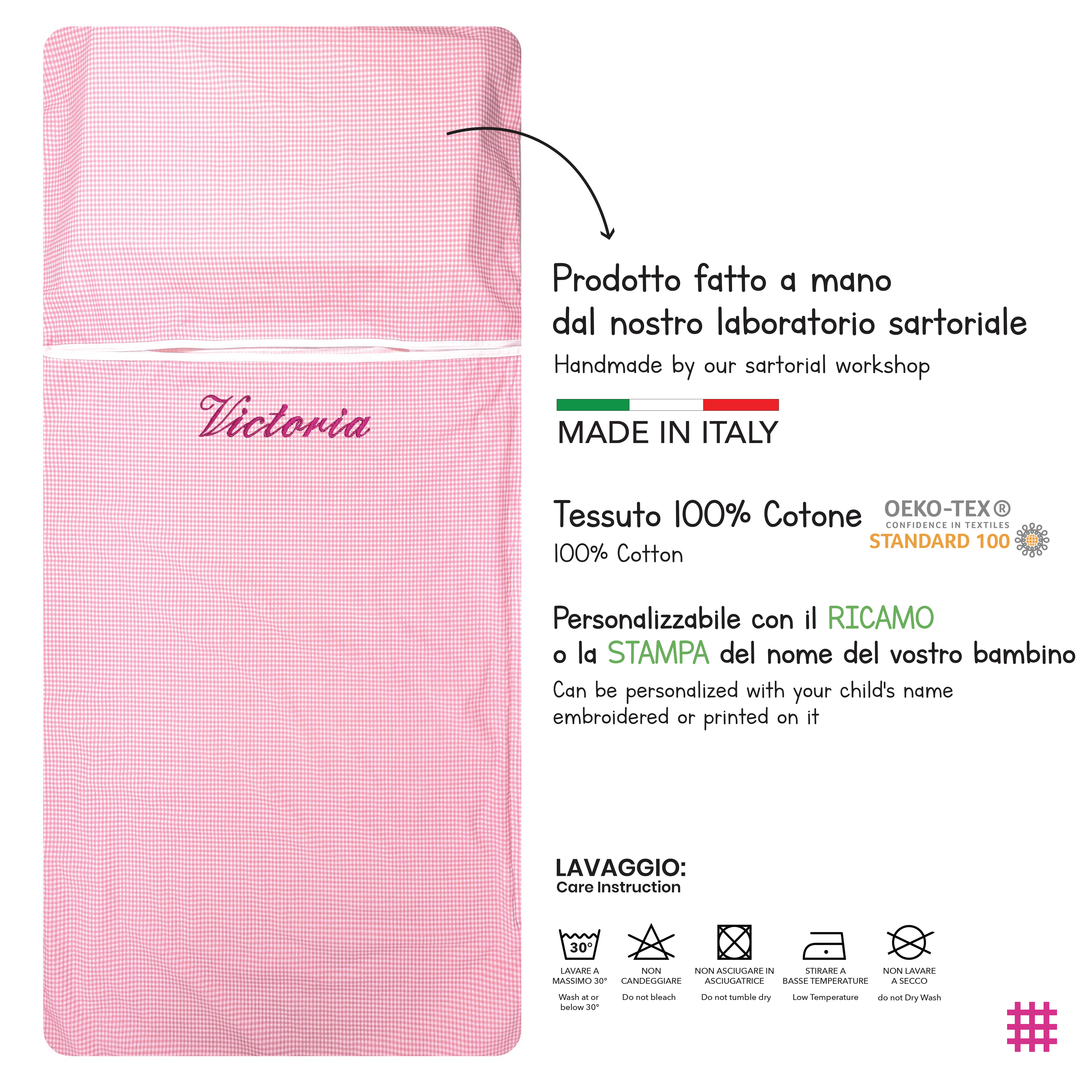 Saco de dormir de verano a cuadros rosa Image