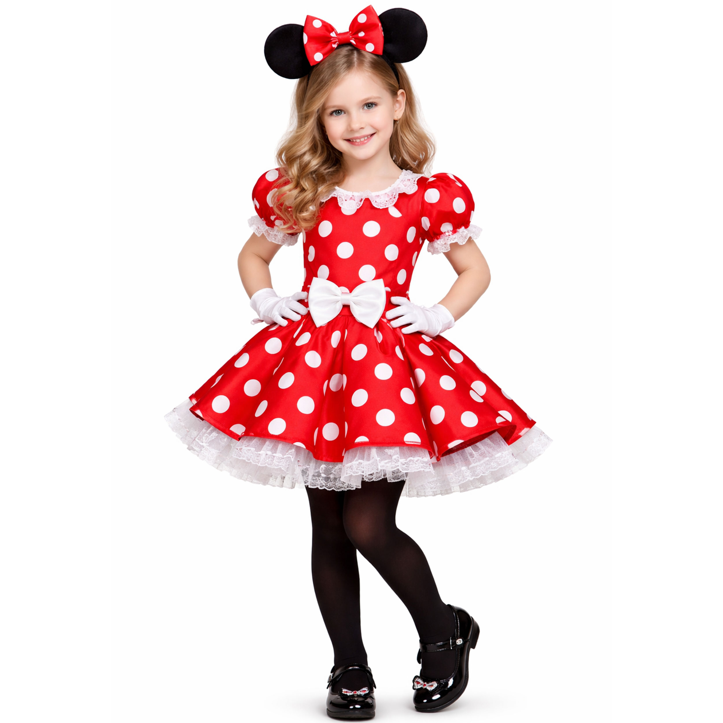 White Polka Dot Red Satin Image