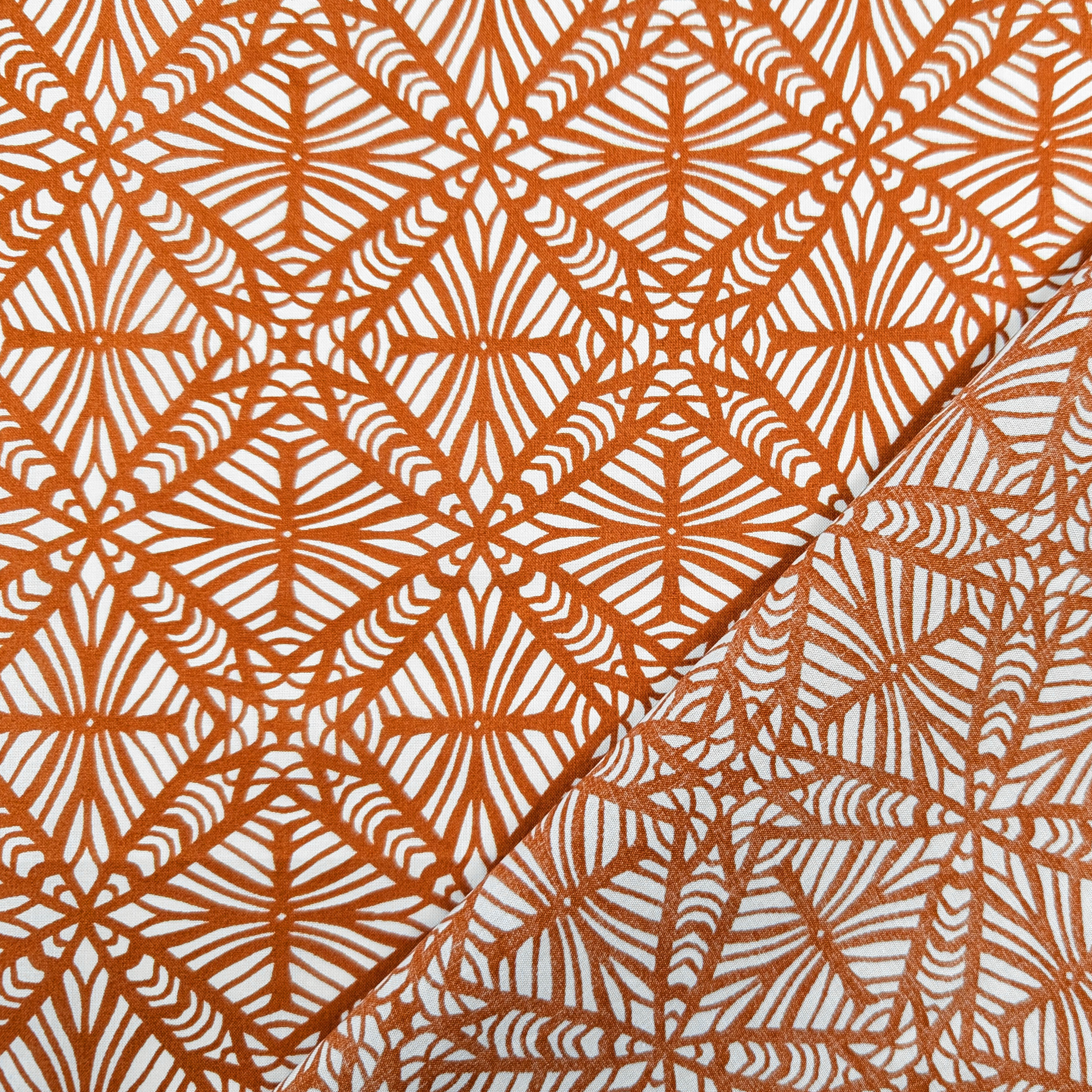 Cognac-coloured Batik-patterned cotton remnant, 280x135 cm Image