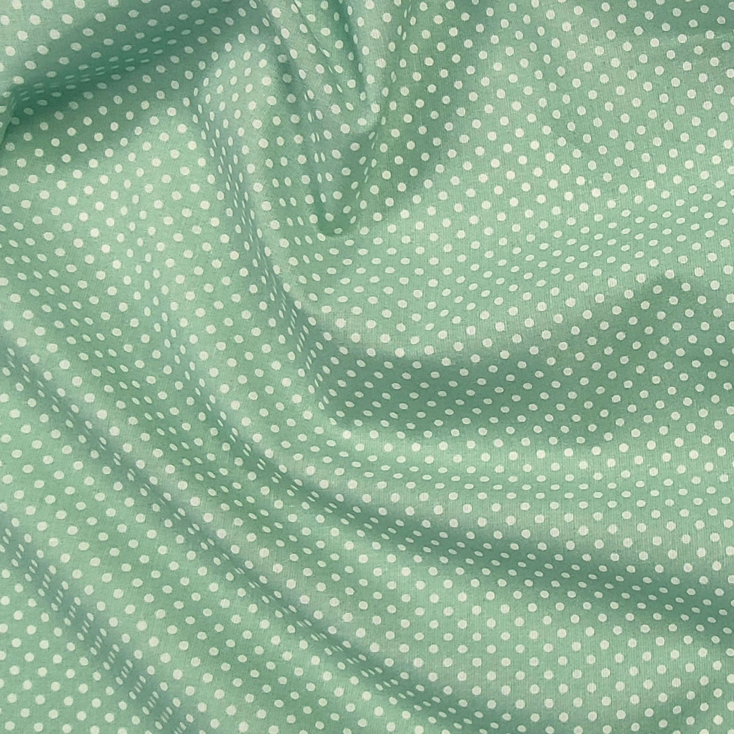 Baumwollstoff Mint Weiß Polka Dot