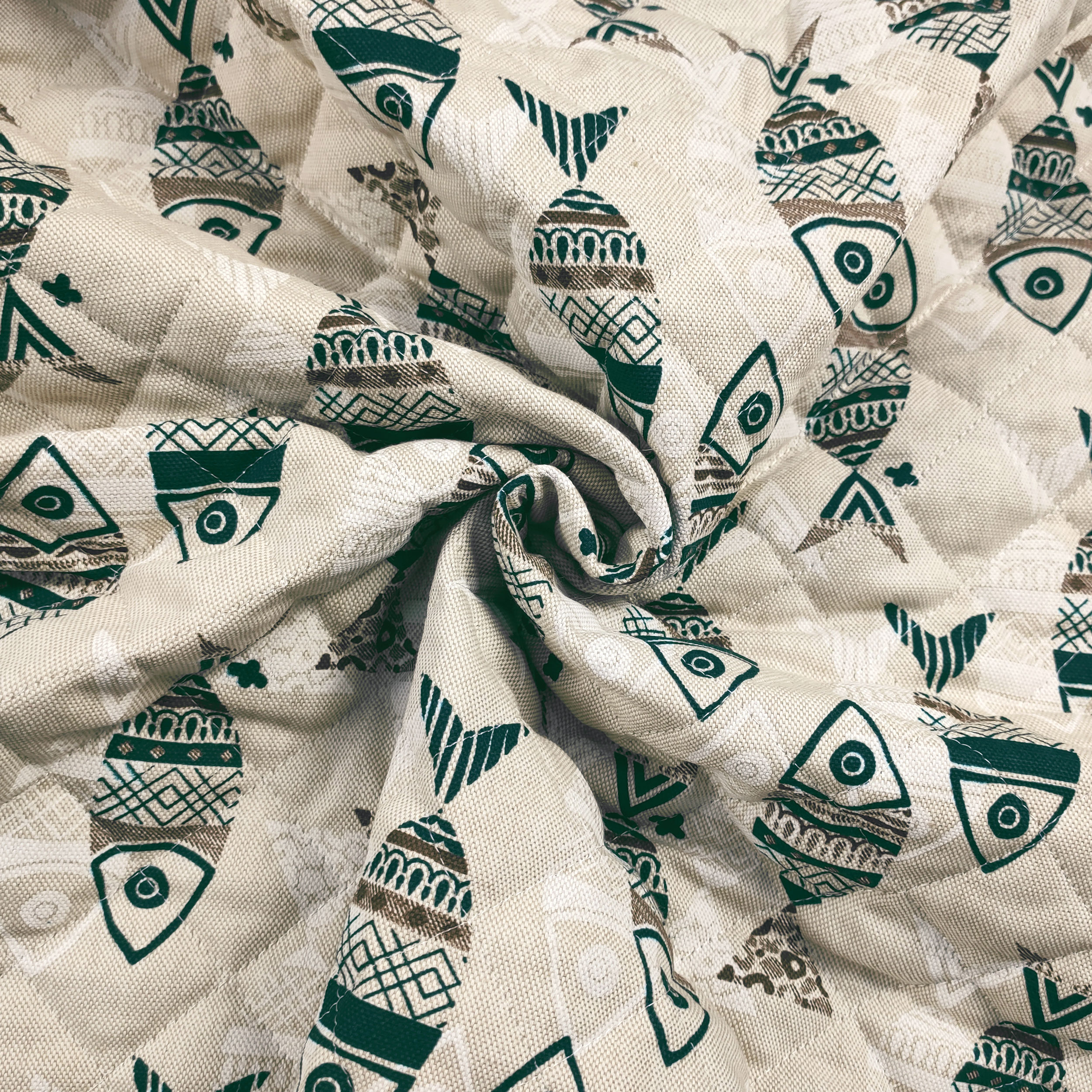 Quilted Fabric Fish Background Beige