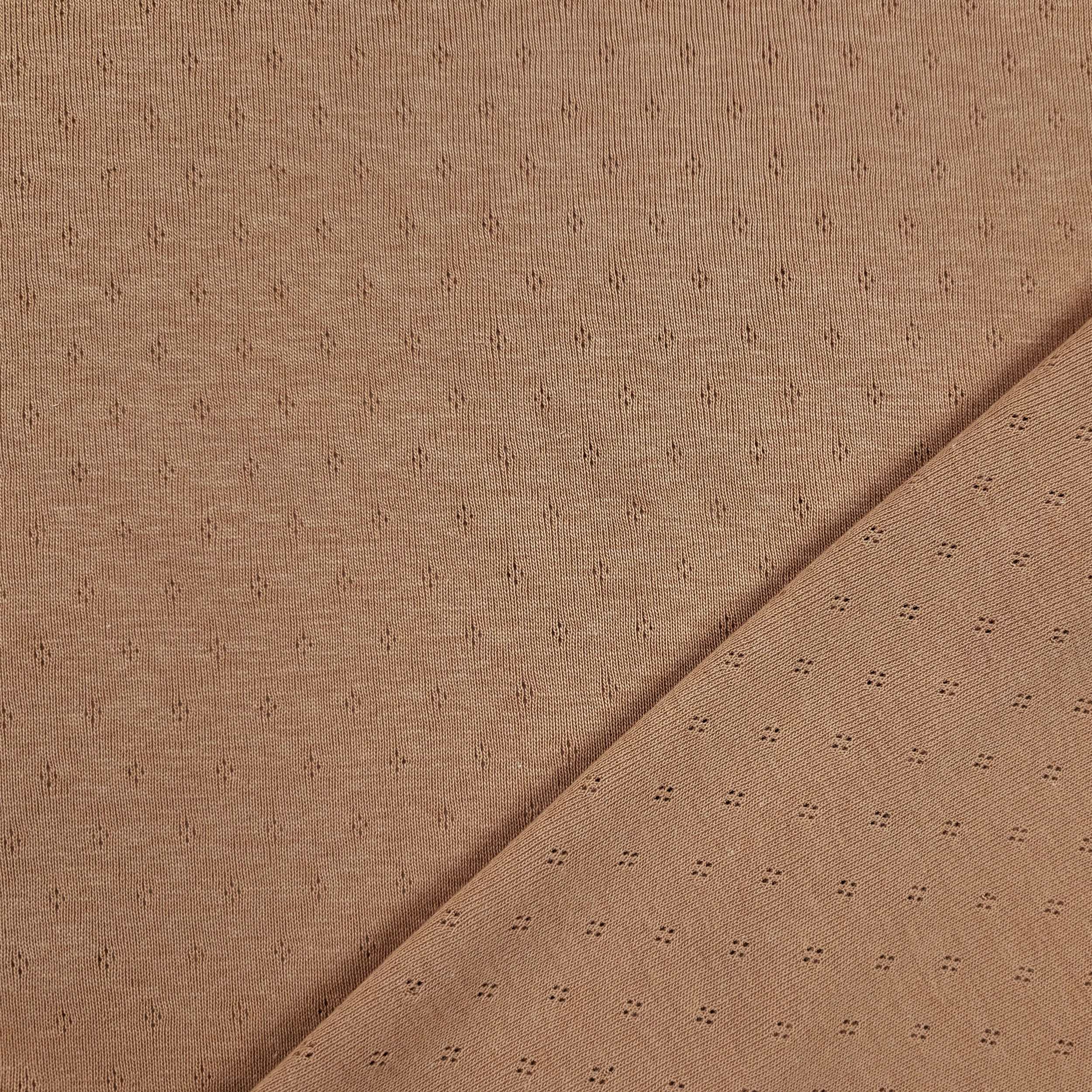 Cotton Floral Perforated Jersey on a Hazelnut Background Image