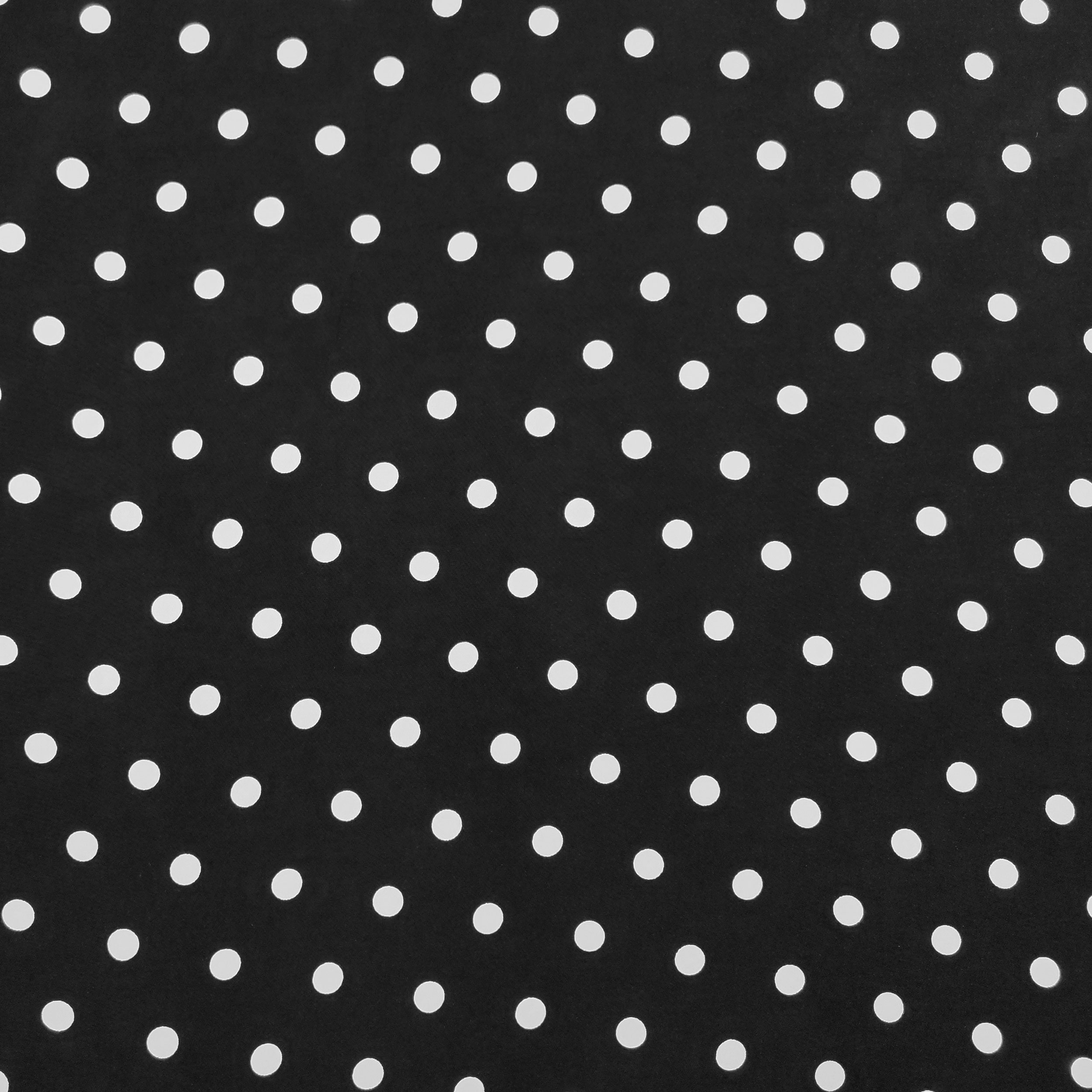 Comfort Viscose Silk White Polka Dot Black Background