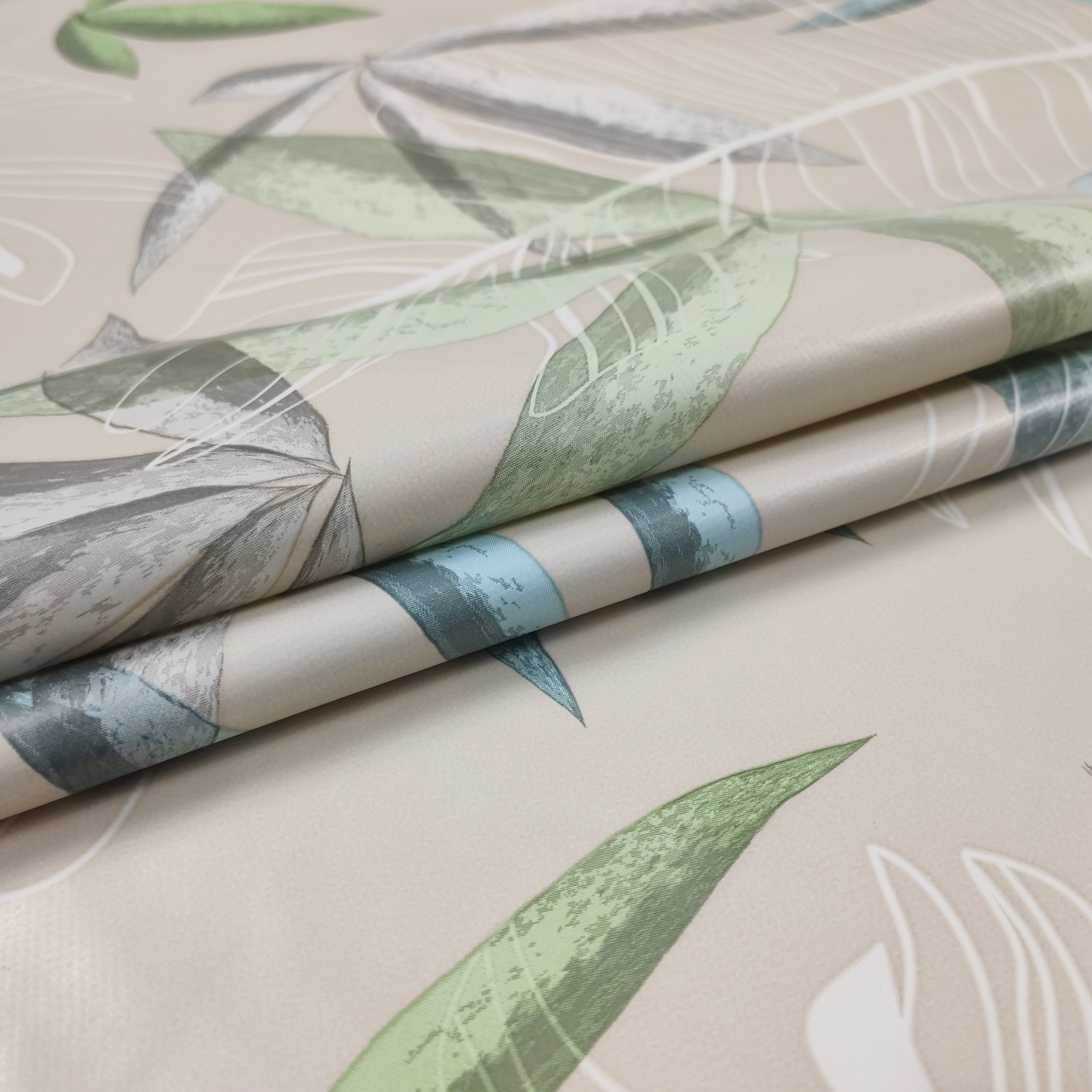 Cut-out Laminated Tablecloth Leaves Background Beige 290x140 cm Image
