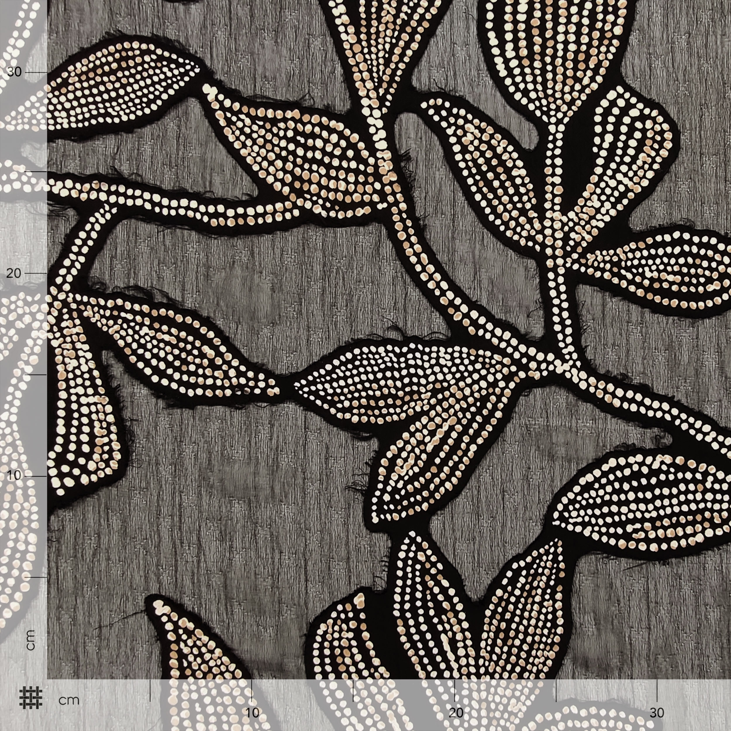 Voile Fantasy Leaves Devorè Beige