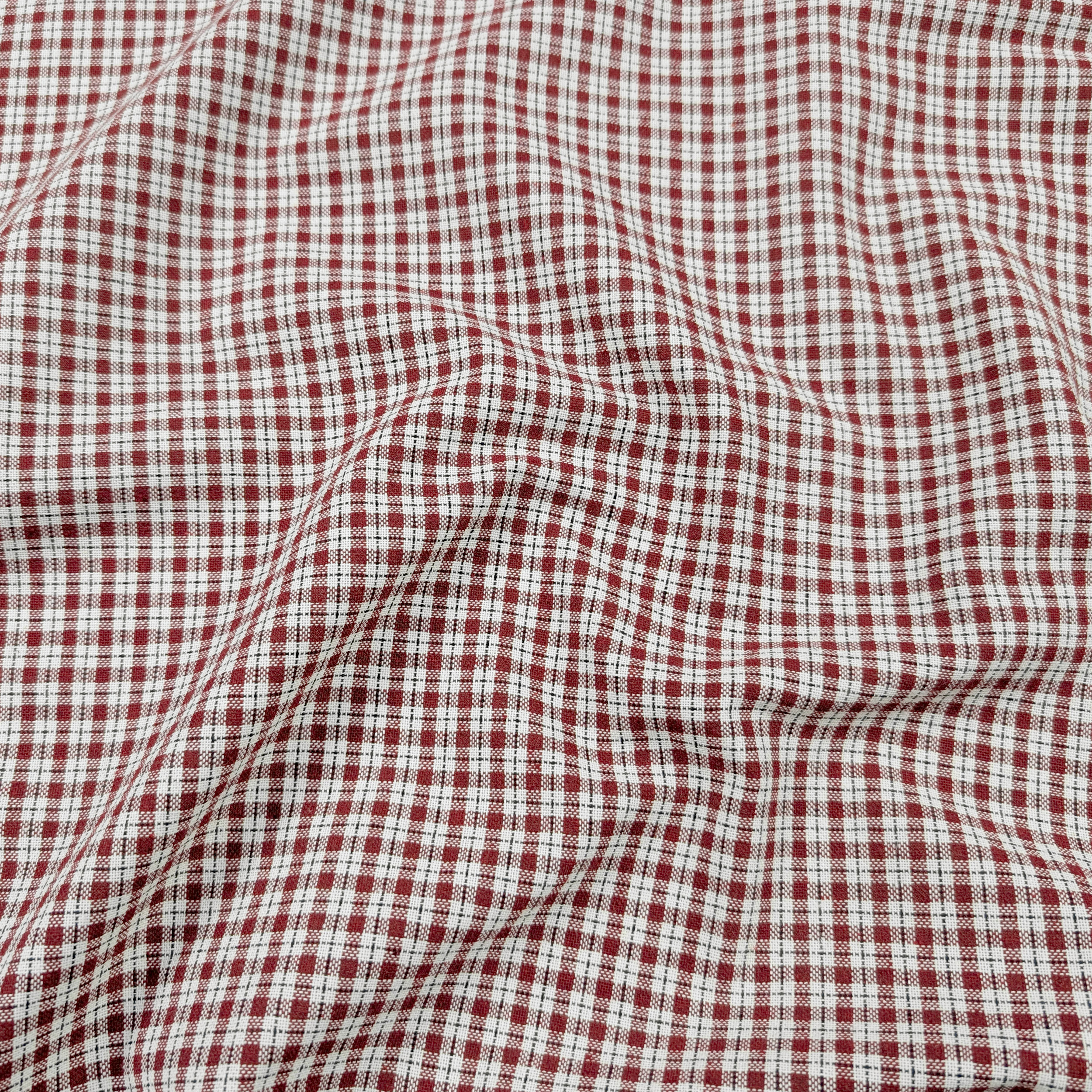 Bordeaux Mini Yarn Dyed Check Fabric Image