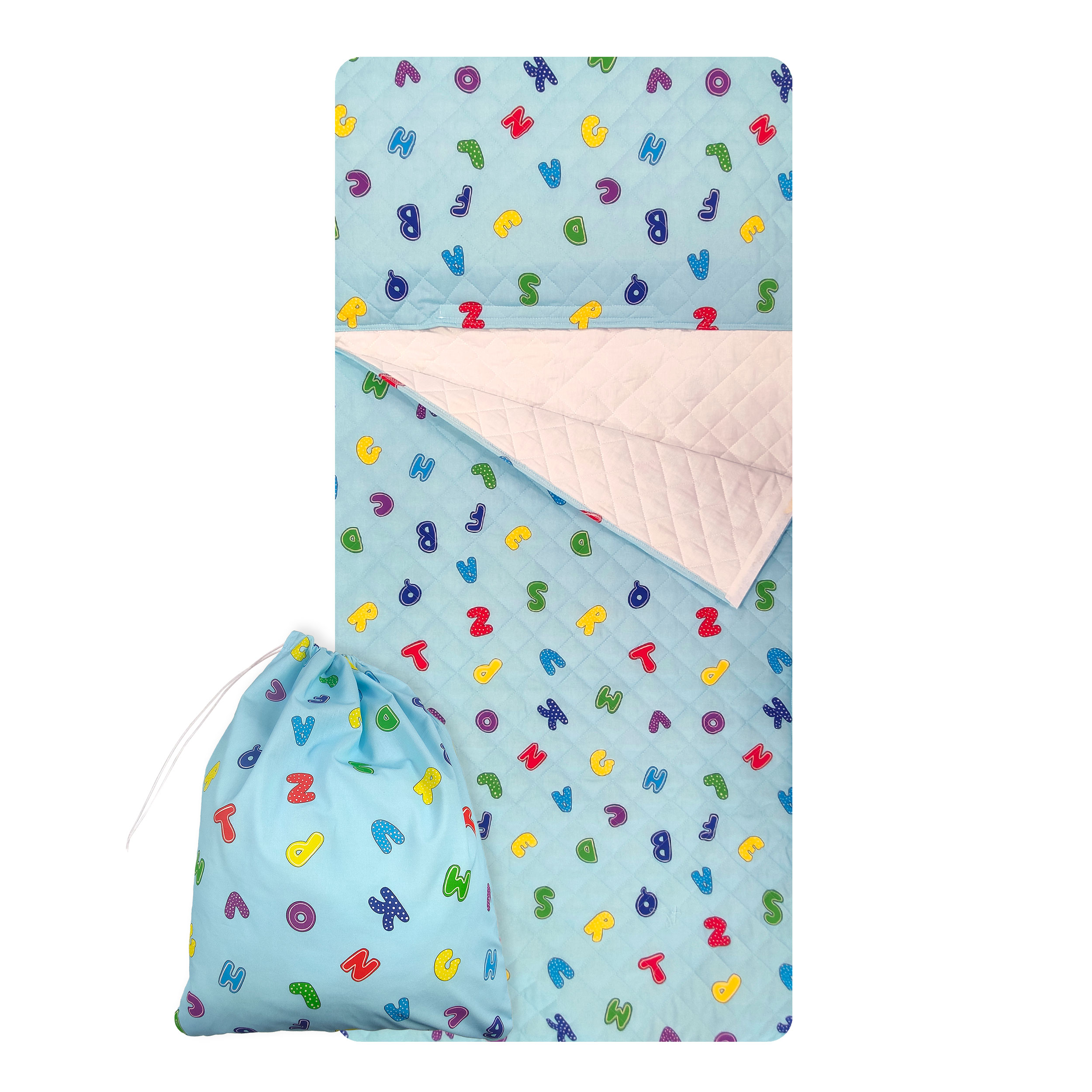 Alphabet Sac de couchage Fond bleu clair