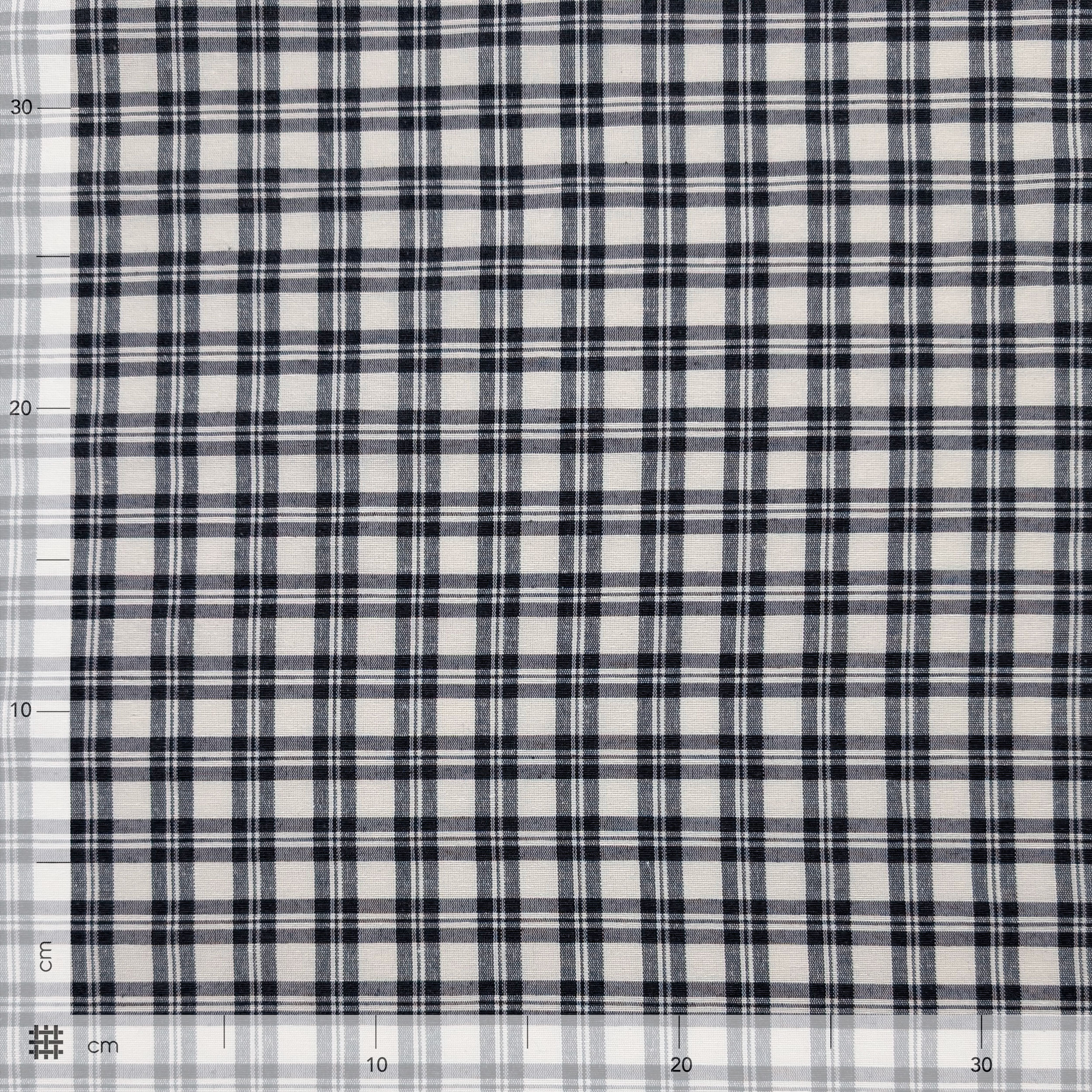 White and Anthracite Cotton-Blend Tartan Image