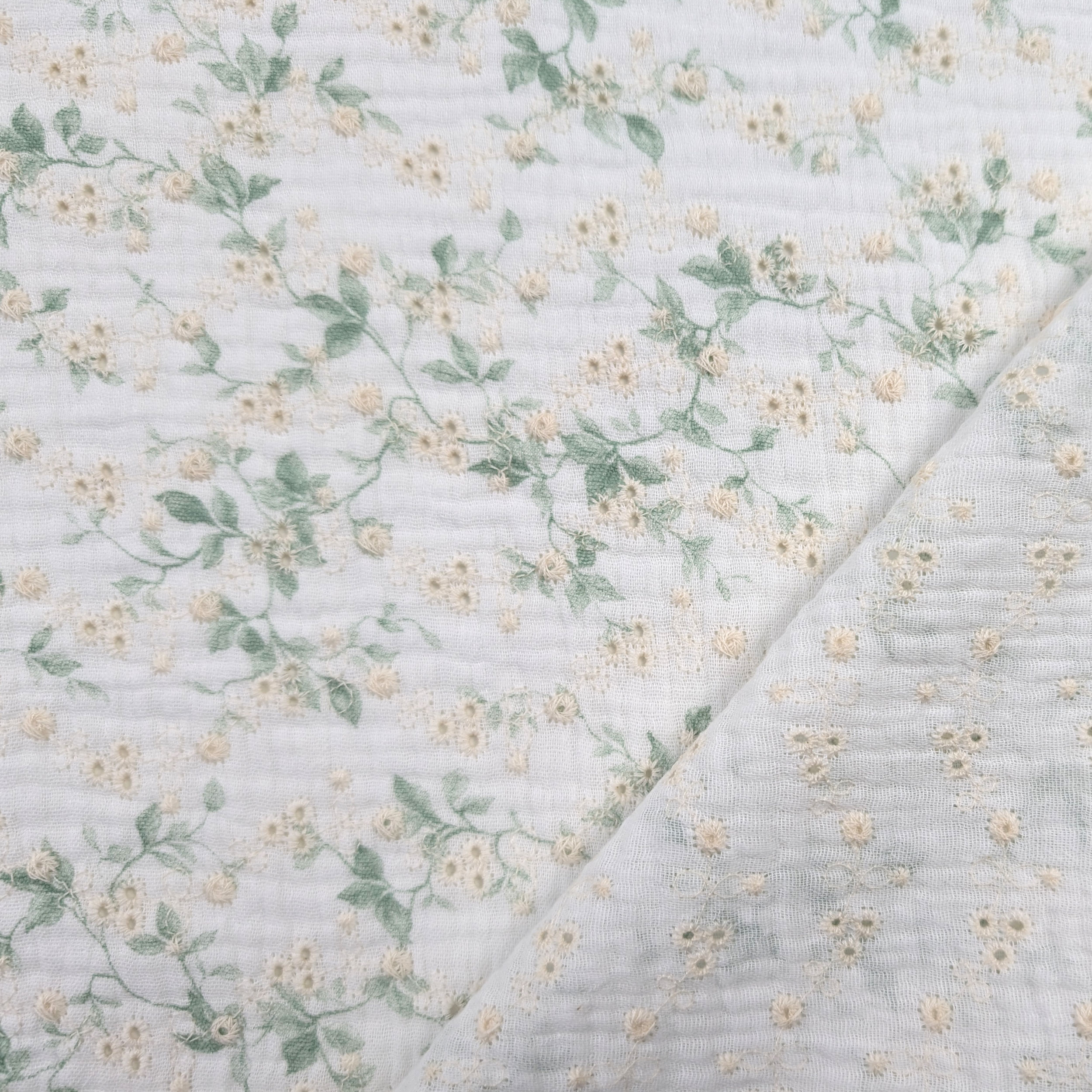 Muslin with Embroidered Flowers Image