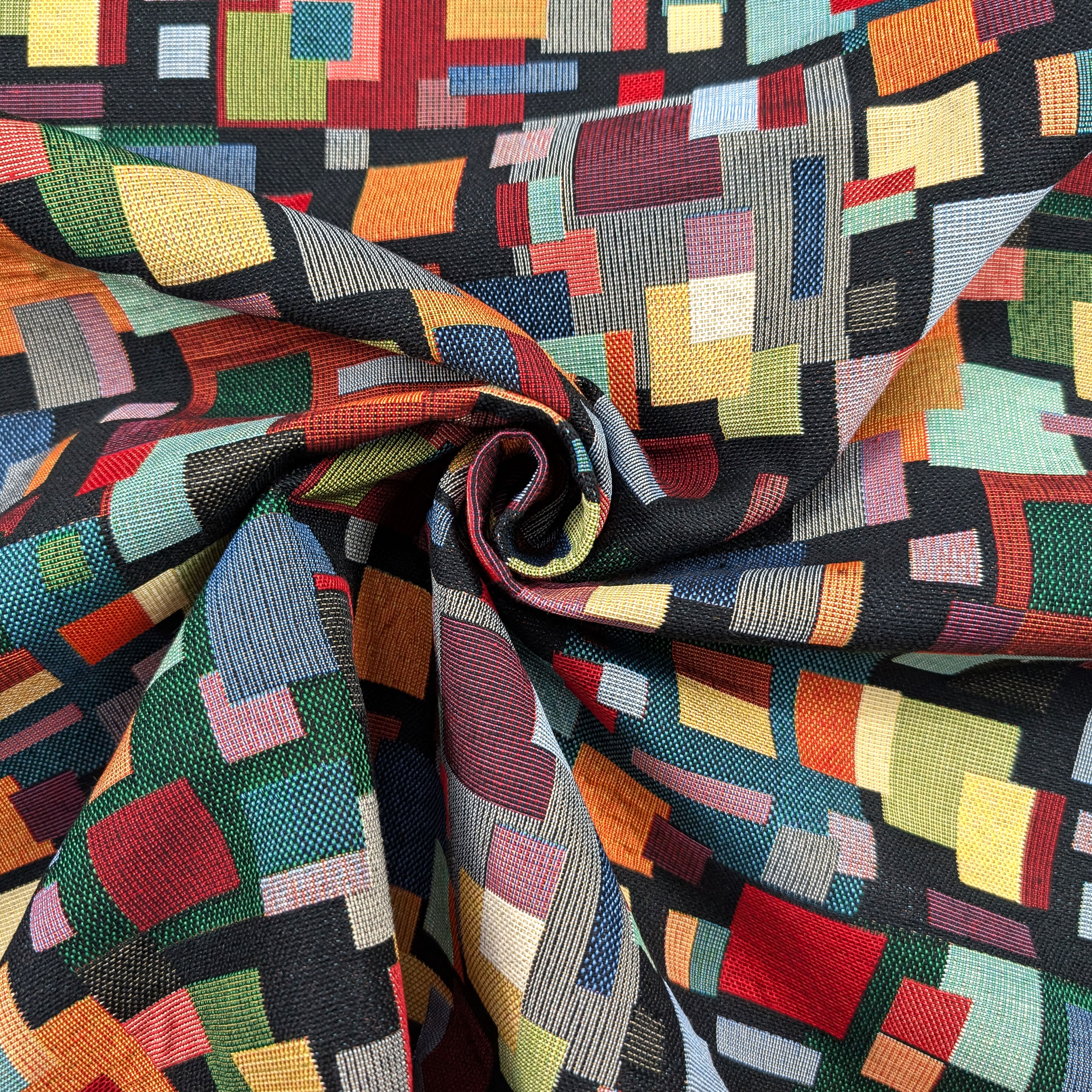 Gobelin fabric with coloured geometric patterns Image